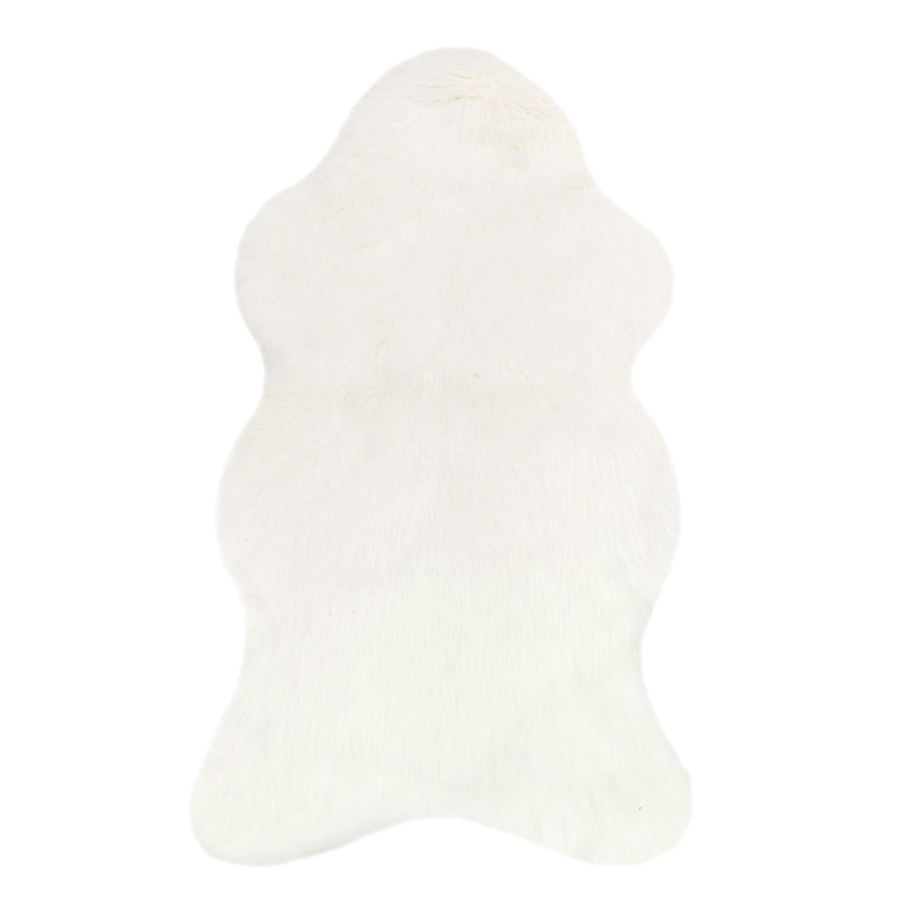 (C151) Grayson Shaped Ivory Faux Fur Shag Area Rug, 3x4