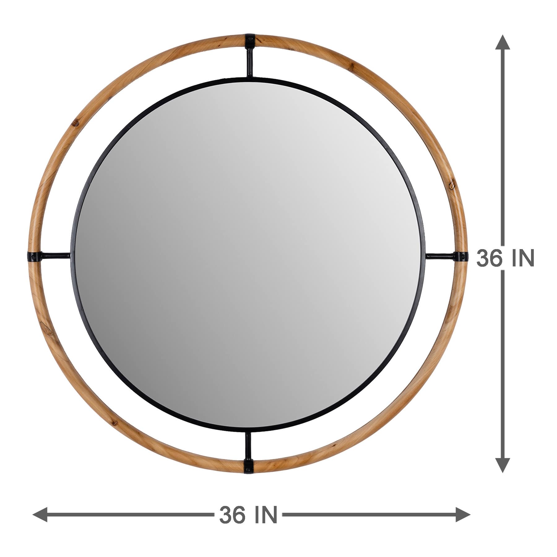 Honeybloom Metal & Wood Wall Mirror, 36"