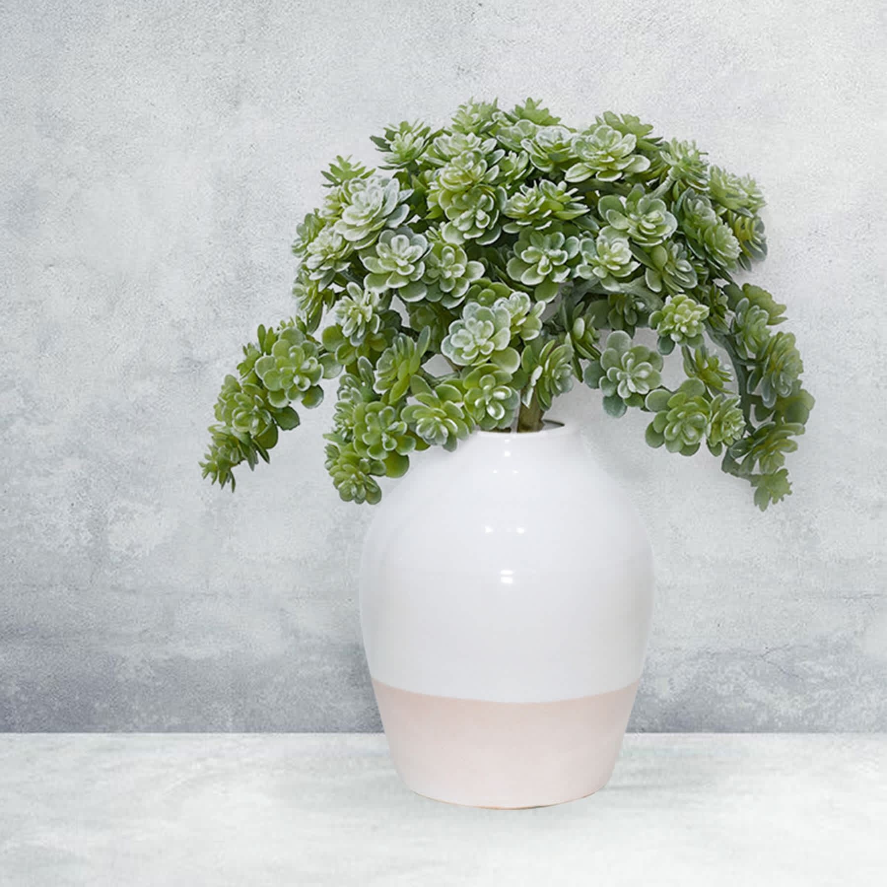 White & Cream Ceramic Vase, 11"