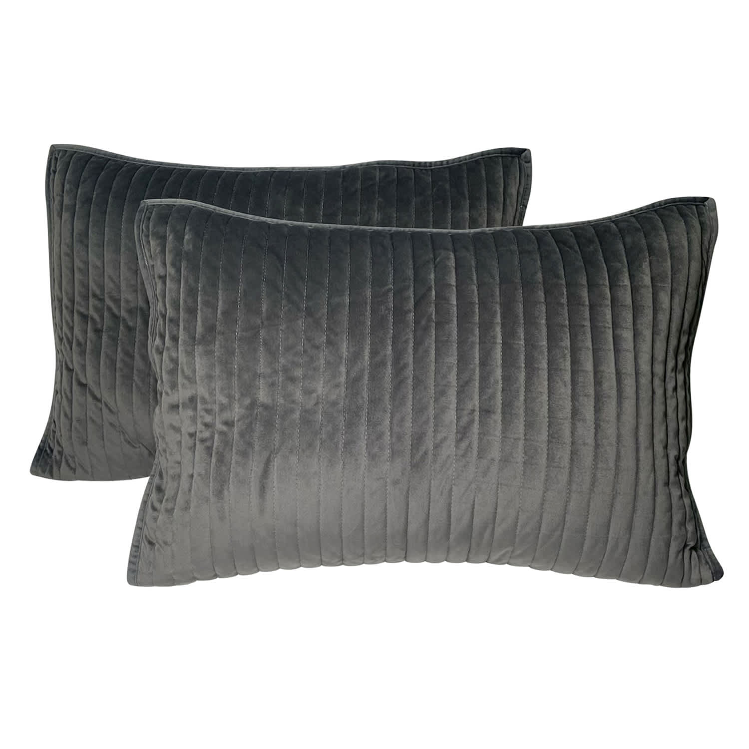 Honeybloom 3-Piece Dark Grey Velvet Quilt Set, Full/Queen