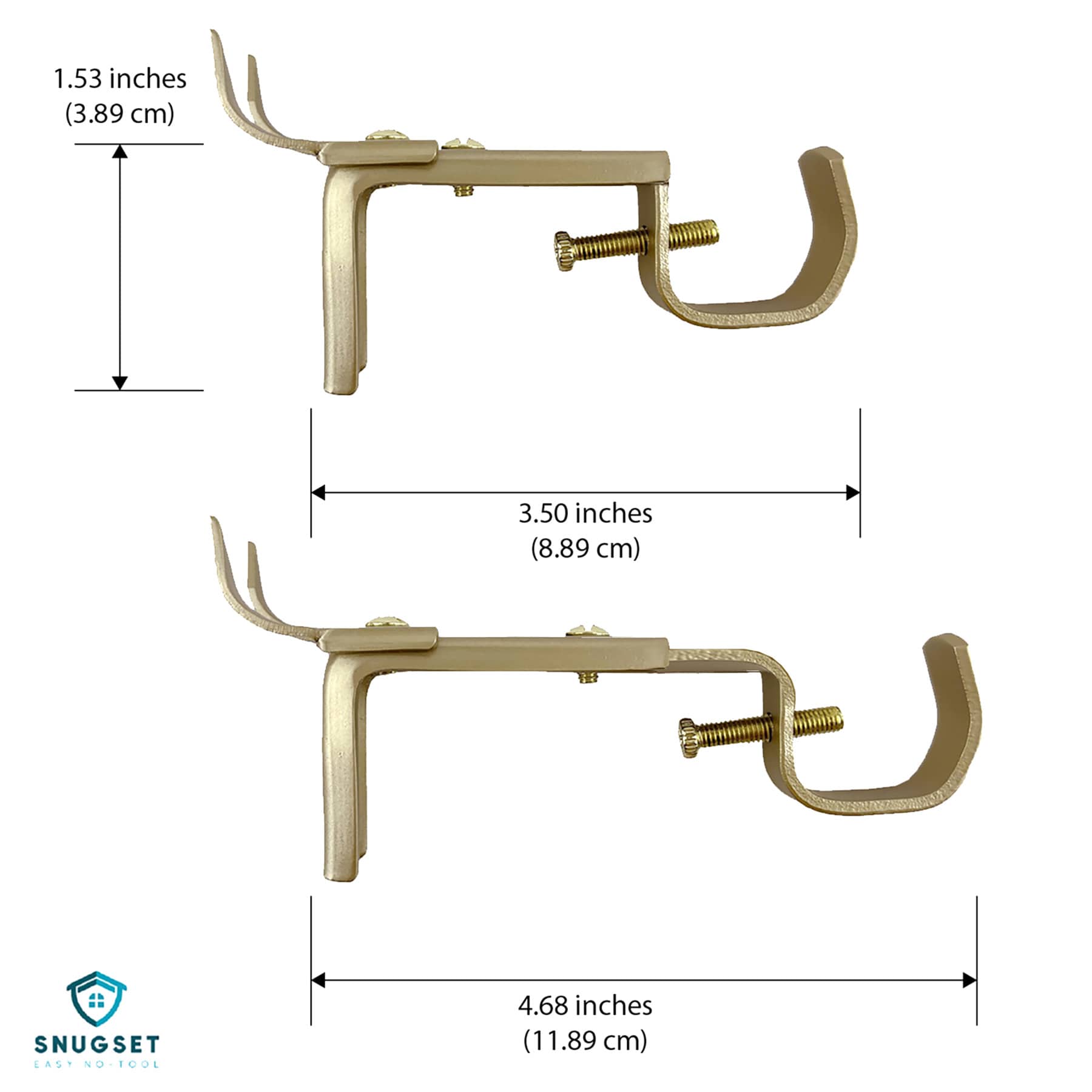 Snugset Set of 2 Brass Adjustable Brackets