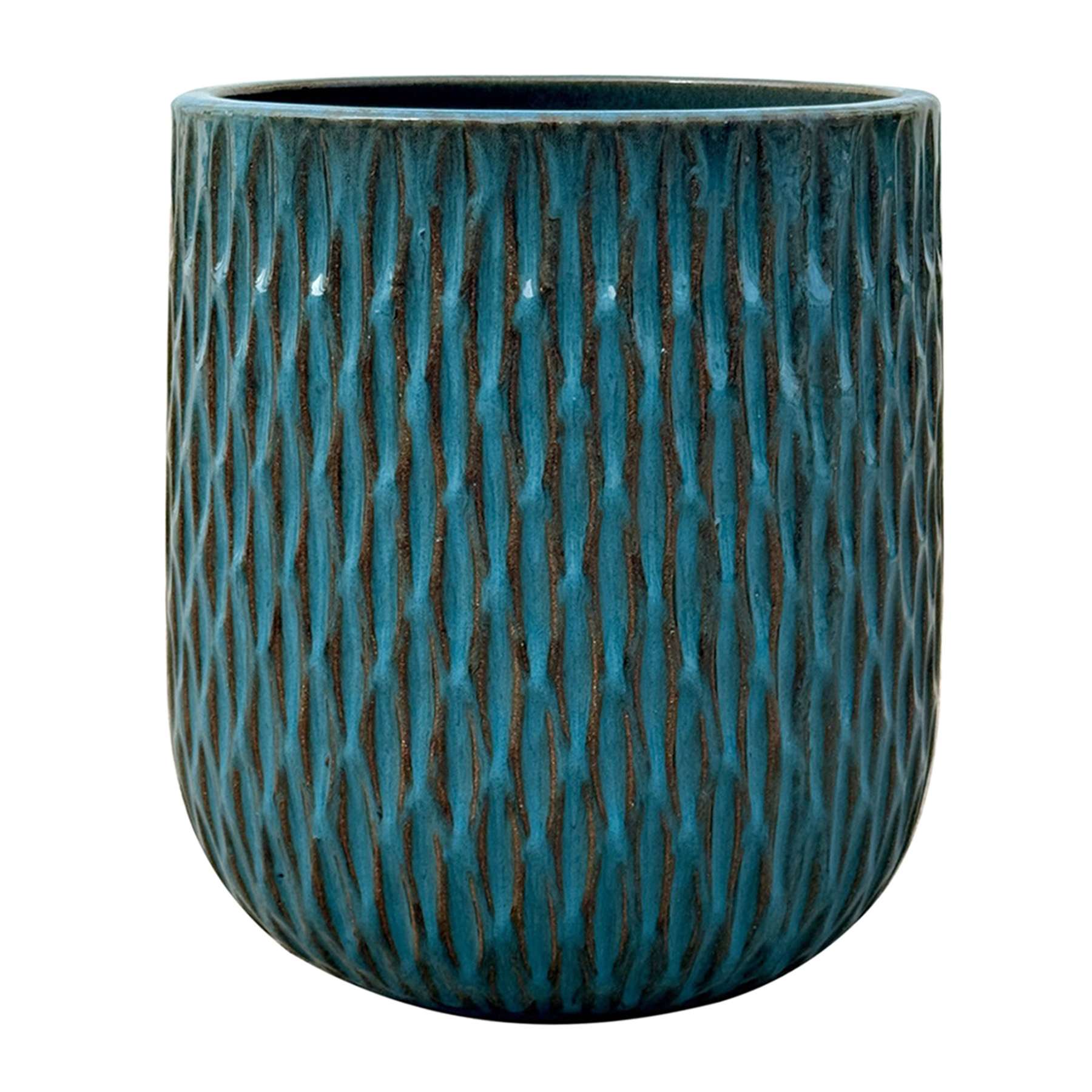 Blue Sasha Ceramic Outdoor Planter, Medium