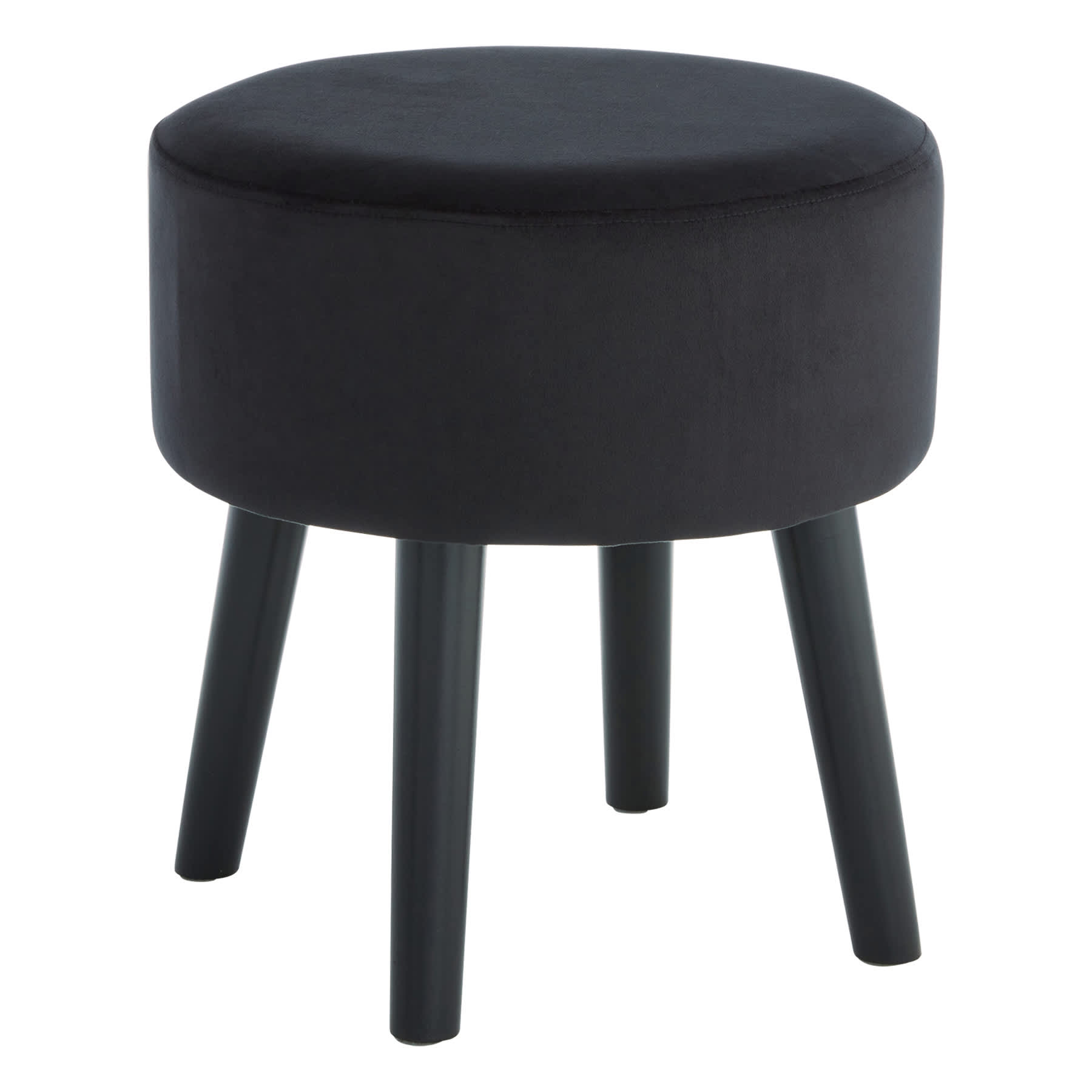 Emmy Stool with Black Wooden Legs, Black Velvet