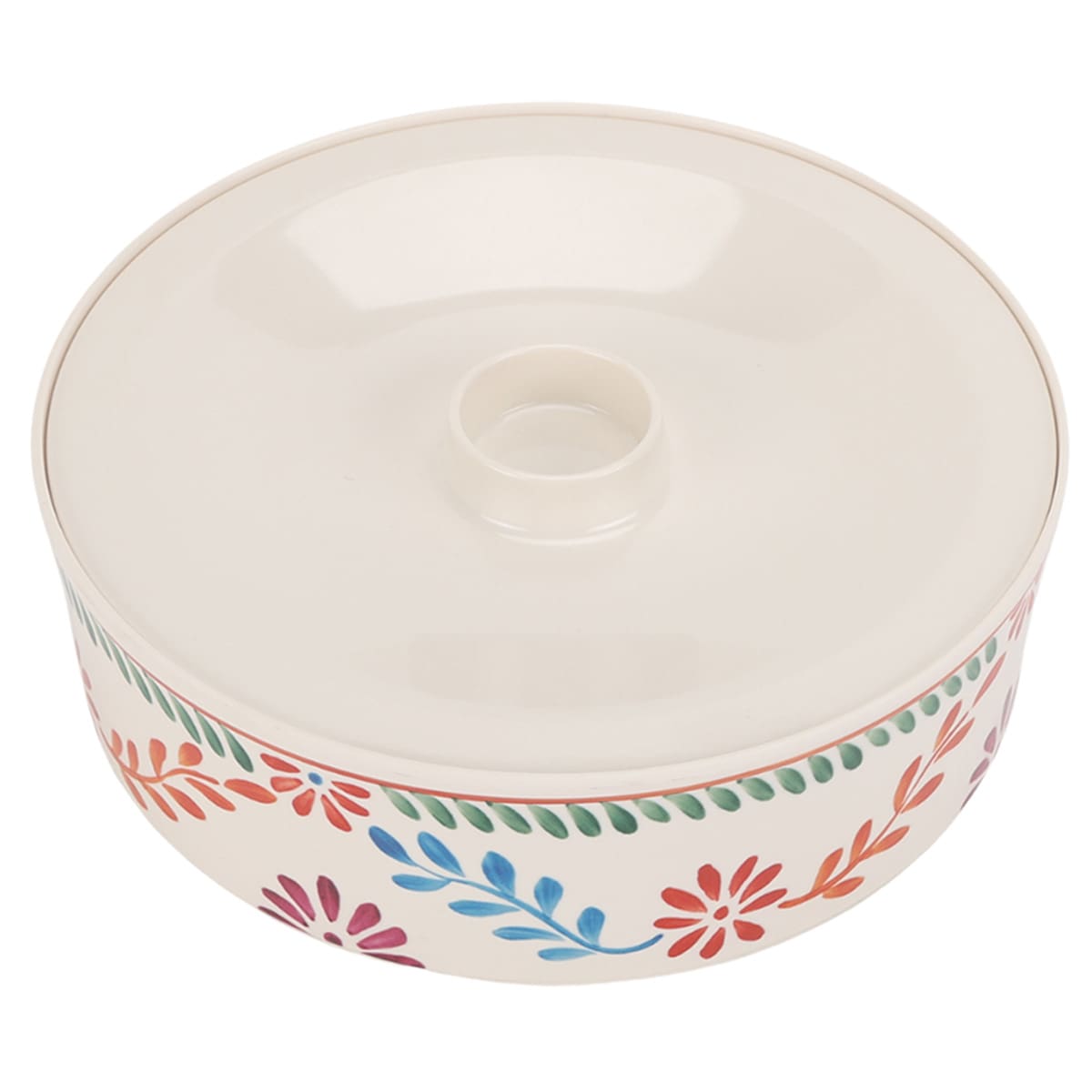 White Floral Melamine Tortilla Warmer, 9"