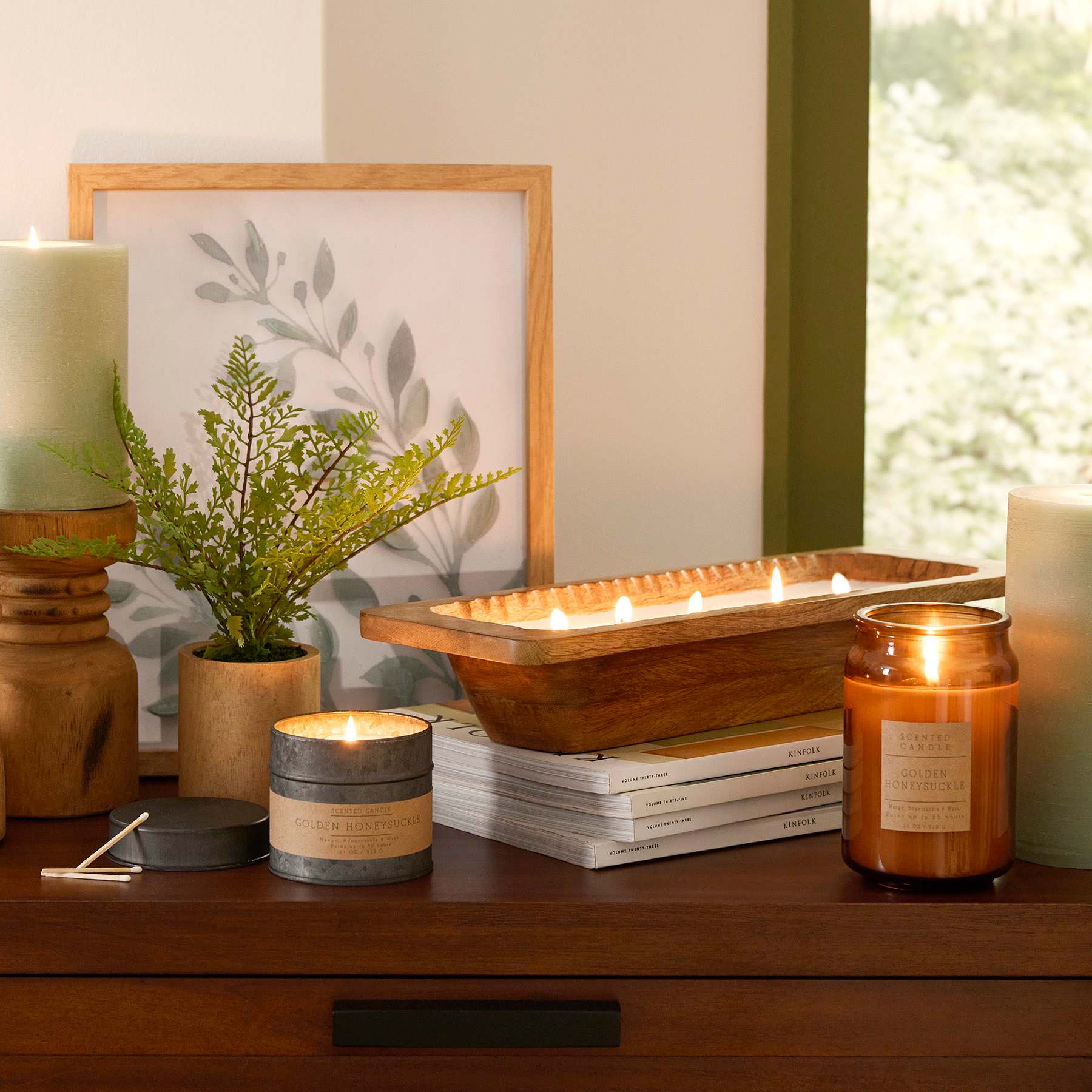 Honeybloom Farmhouse Mahogany Scented Wood Dough Bowl Candle, 30oz