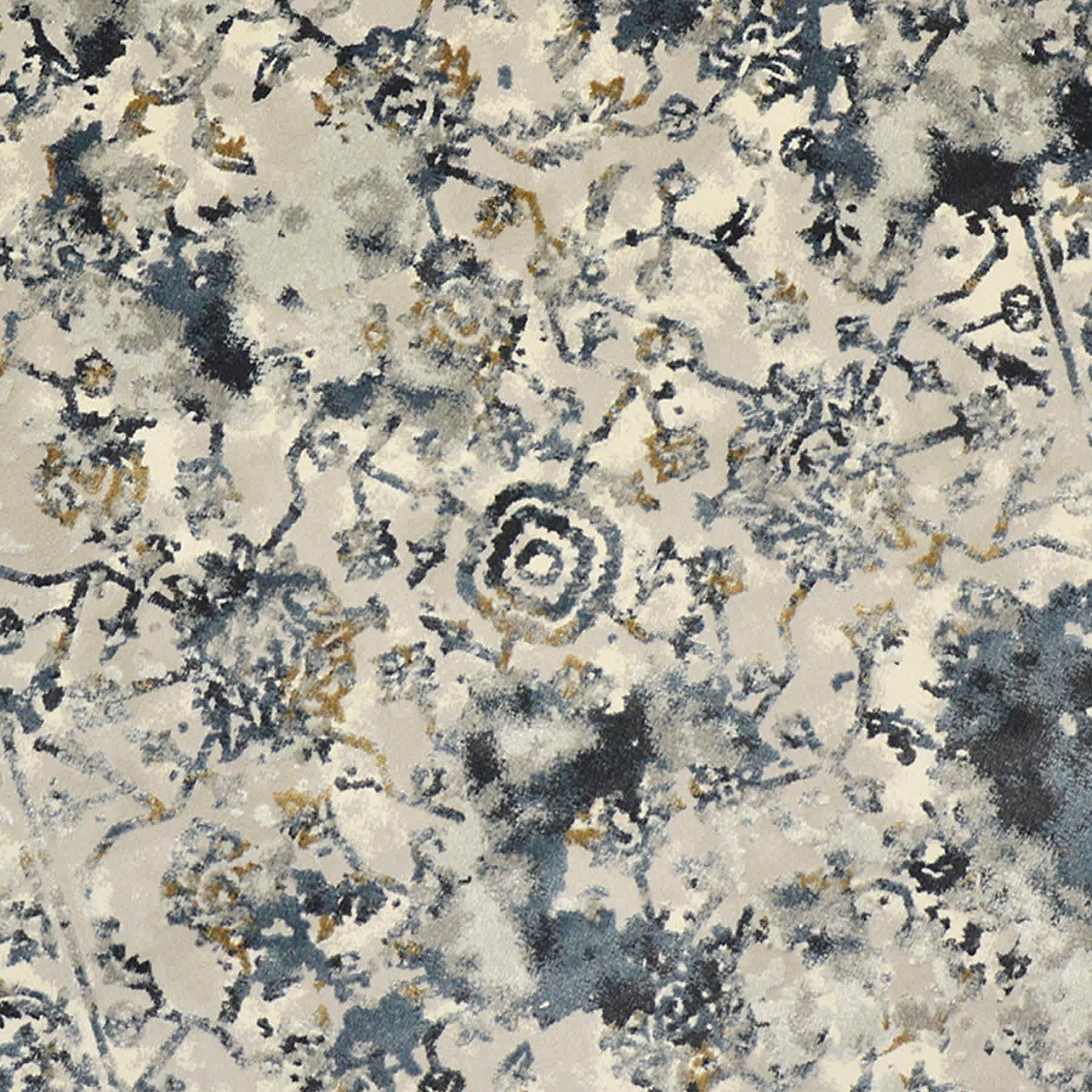 (B551) Magnolia Blue Vintage Floral Accent Rug, 3x5