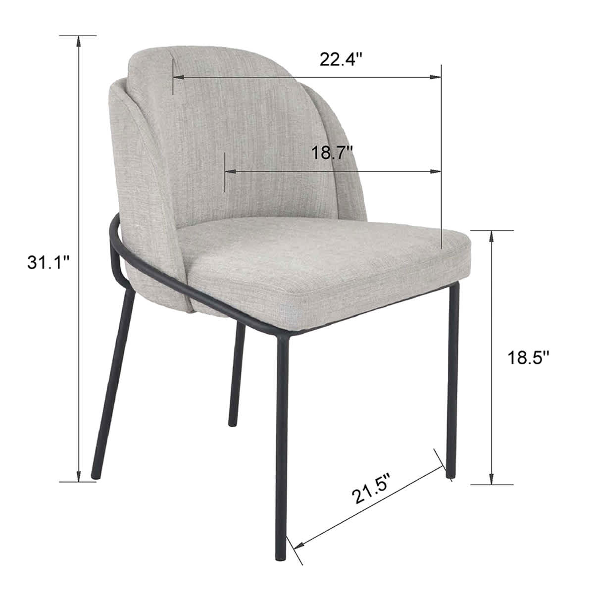 Aria Dining Chair, Light Grey
