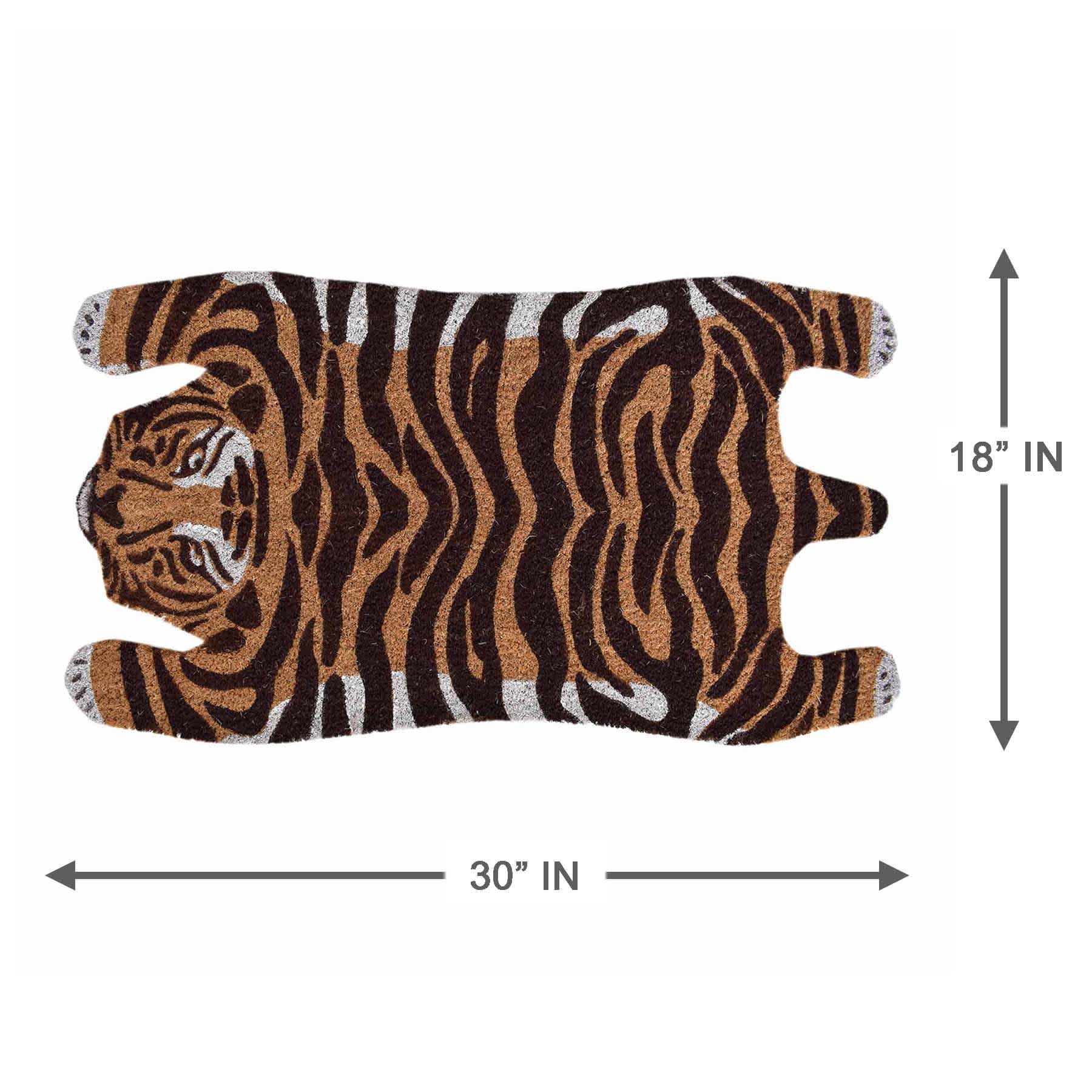Tiger Shaped Coir Mat, 18x30