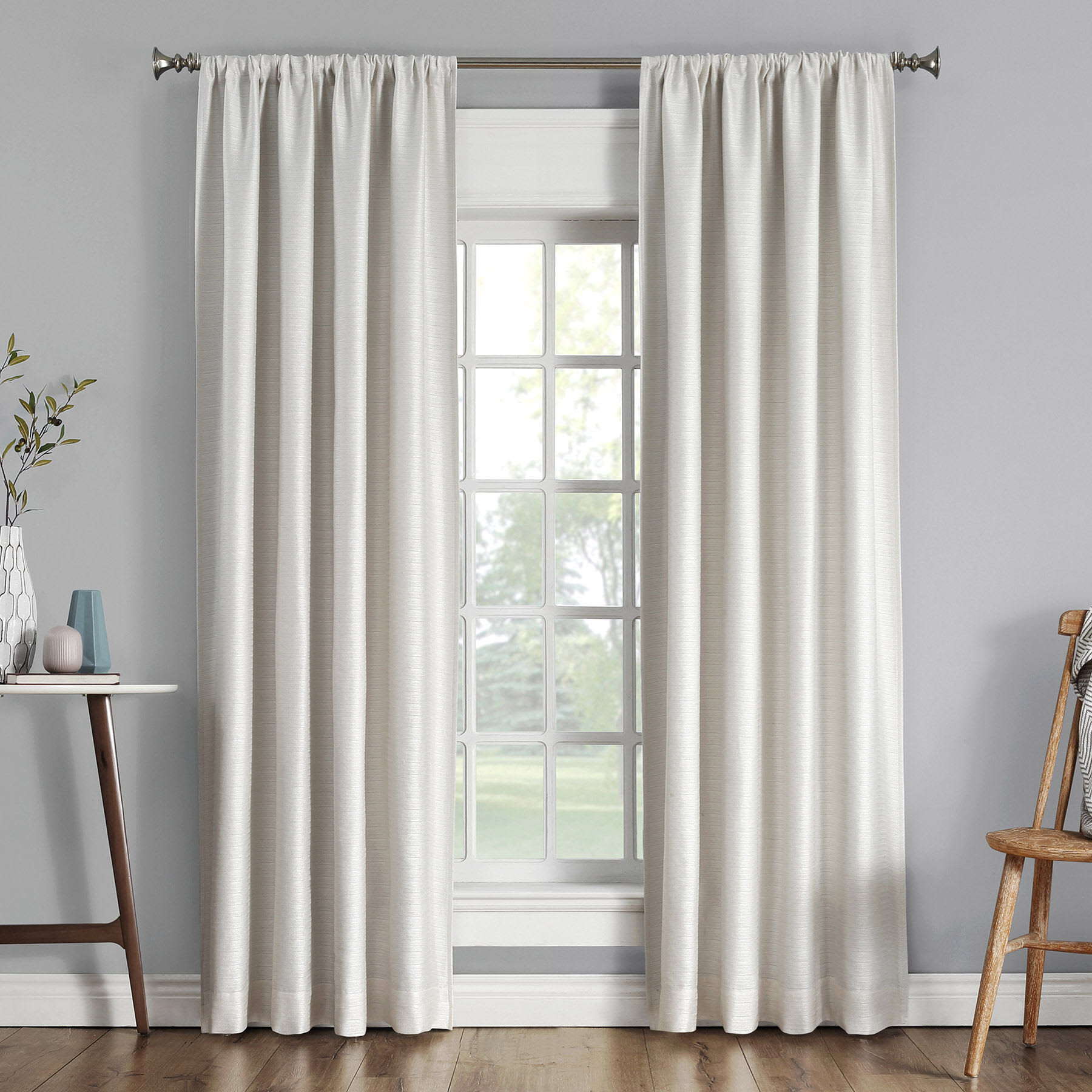 Sun Zero Pearl Thermal Lined Rod Pocket Blackout Curtain Panel, 63"