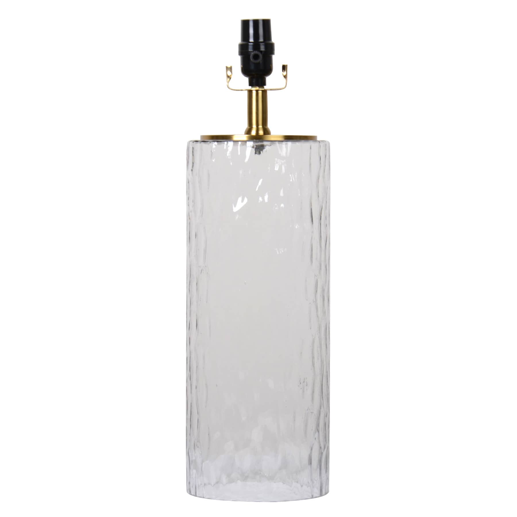 Clear Textured Glass with Gold Small Lamp Base, 16"