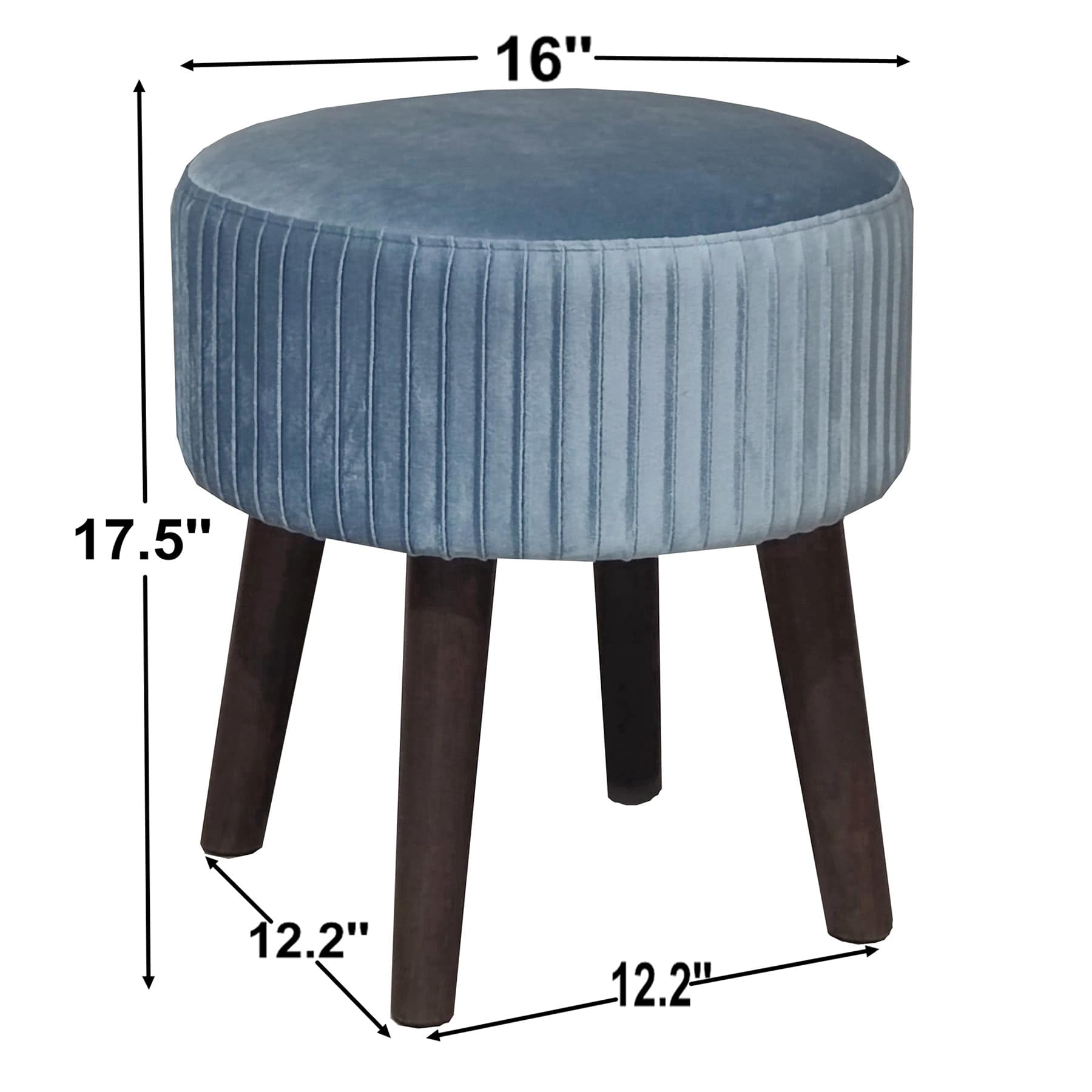 Emmy Stool with Dark Wooden Legs, Light Blue Velvet
