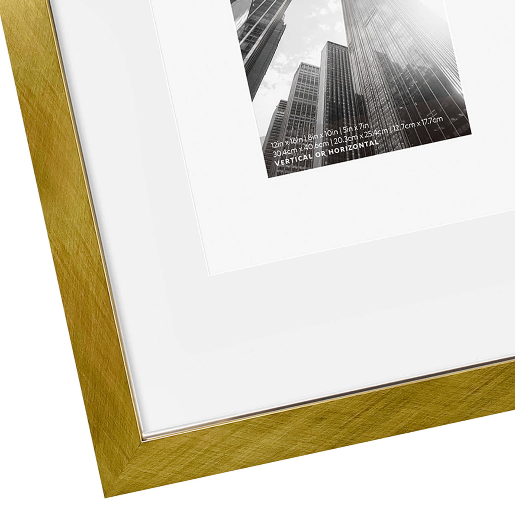 12x16 Gold Wide Matted to 8x10 & 5x7 Wall Frame