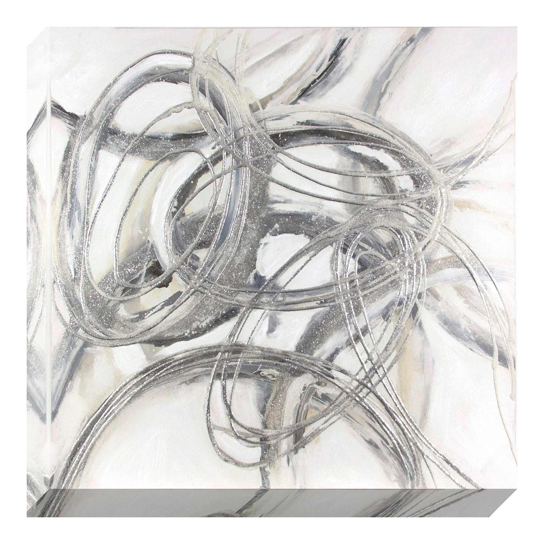 Silver Swirls Enhanced Canvas Wall Art, 40"