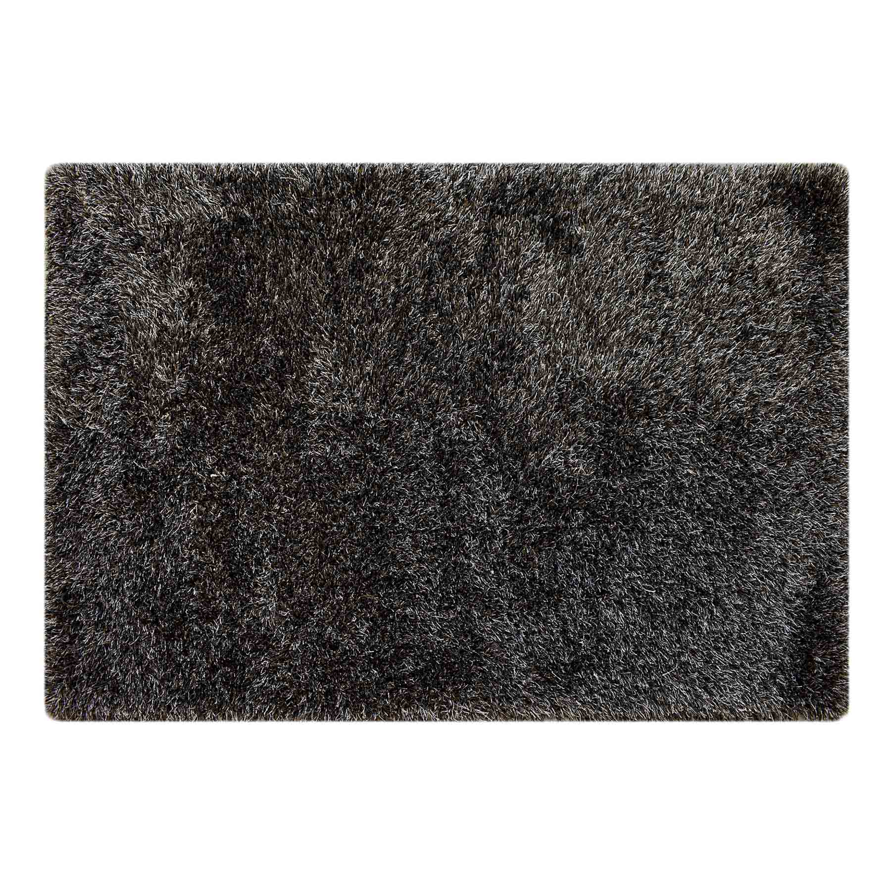 (C198) Eve Silver & Black Shag Area Rug, 6x9