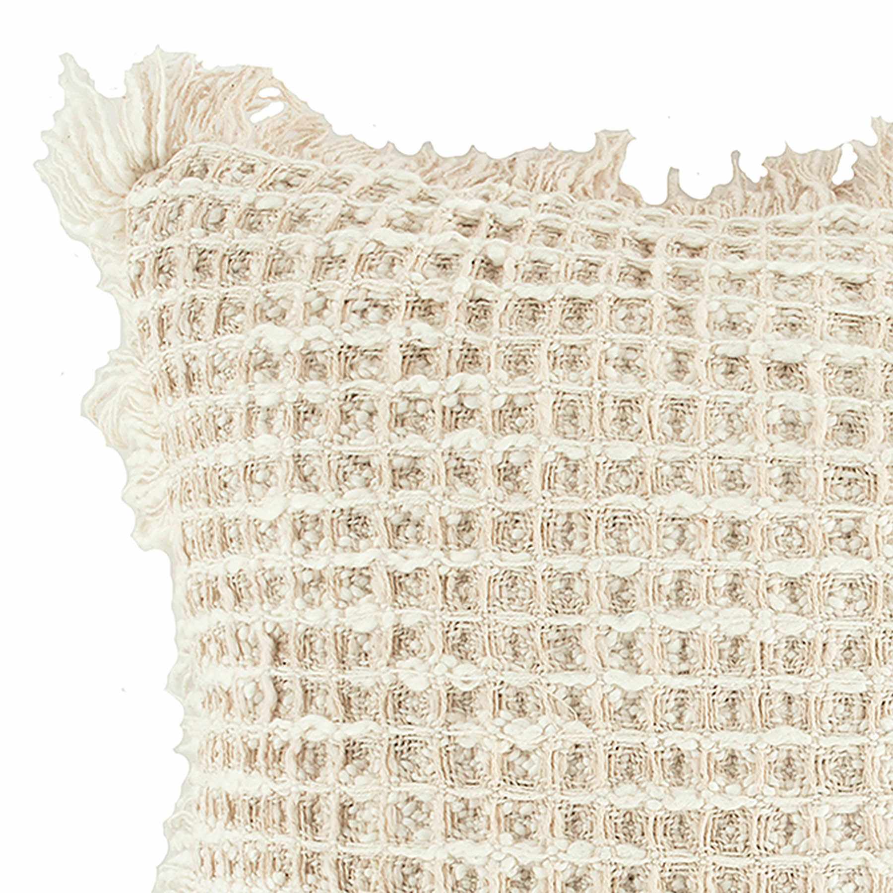 Delphi Taupe Waffle Fringe Throw Pillow, 21"