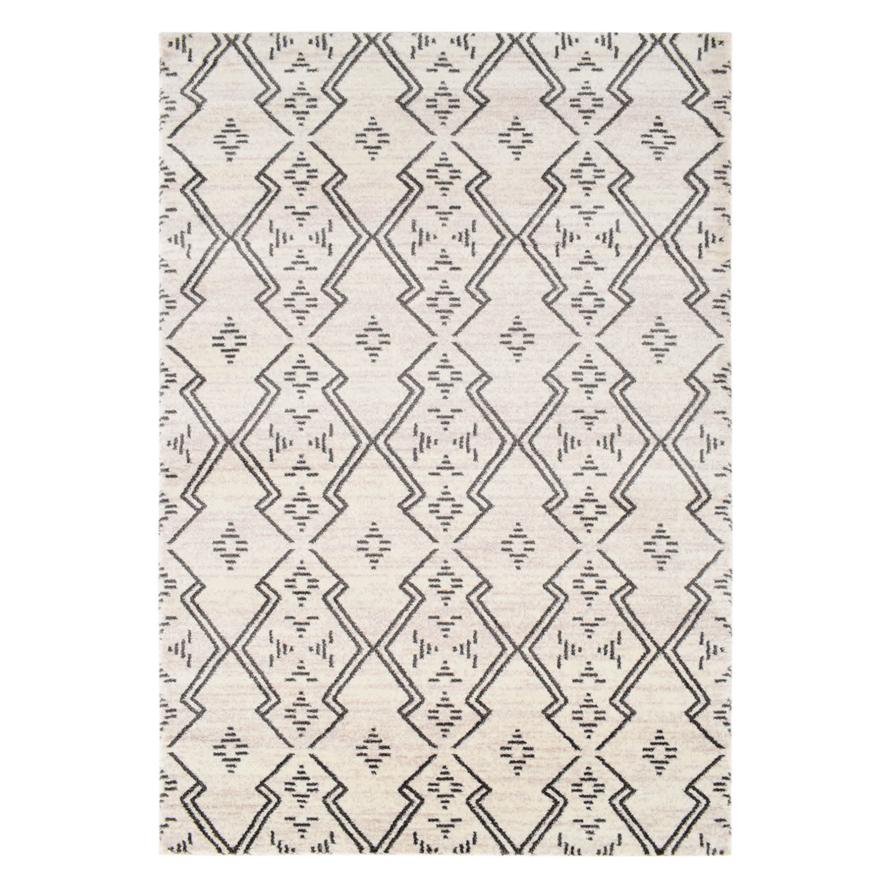 (A463) Raymond Ivory & Dark Grey Moroccan Styled Accent Rug, 3x5