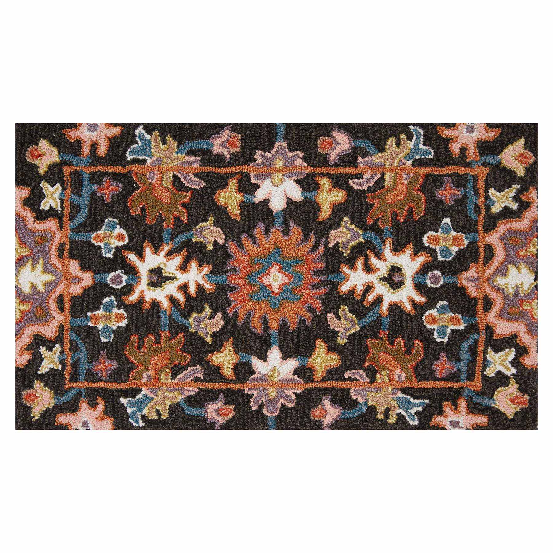 Verona Black Floral Kitchen Mat, 18x30