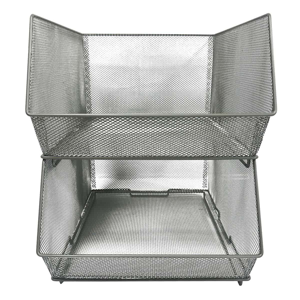 2-Piece Square Silver Metal Pantry Organizer, Large