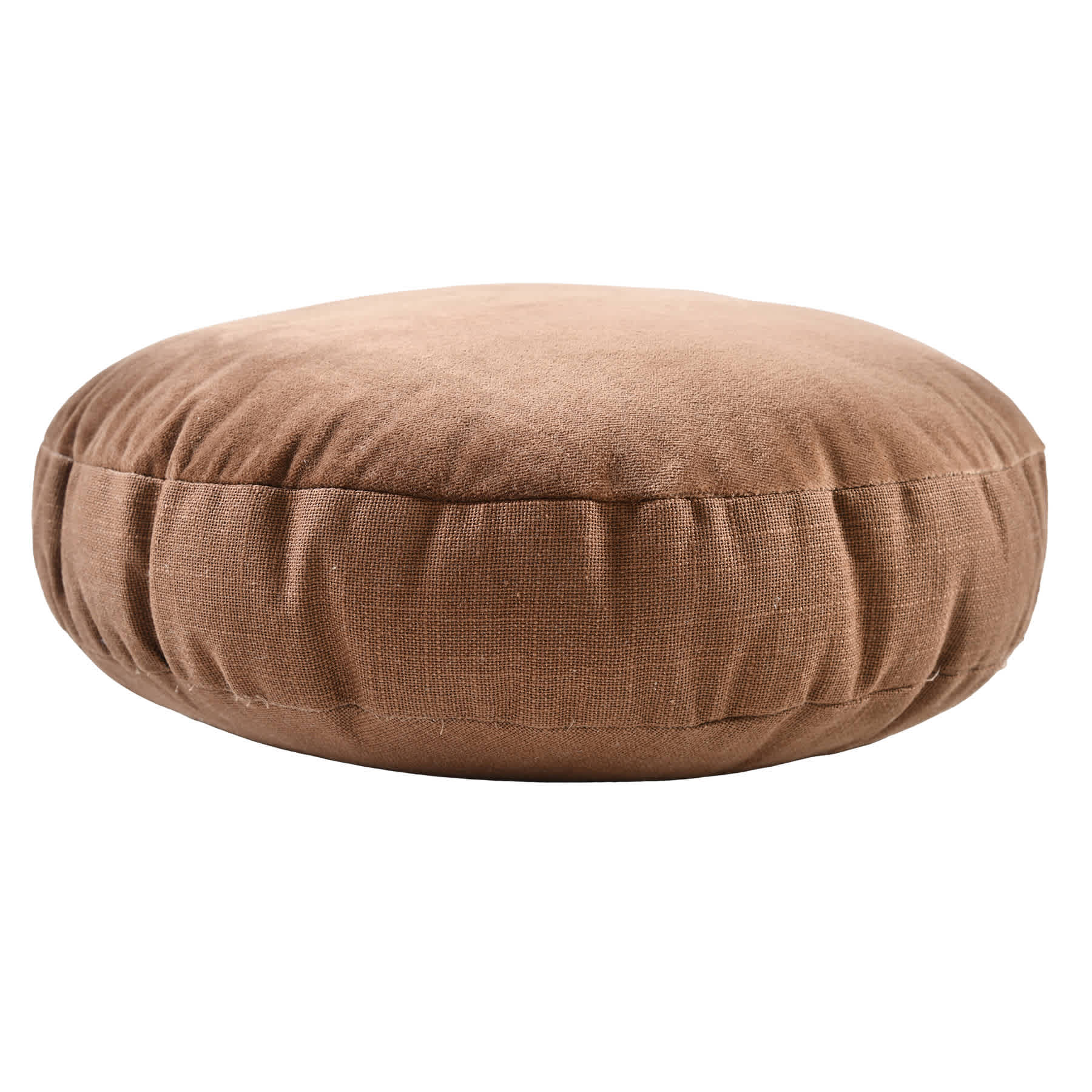 Crosby St. Brown Cotton Slub & Velvet Round Throw Pillow, 16"