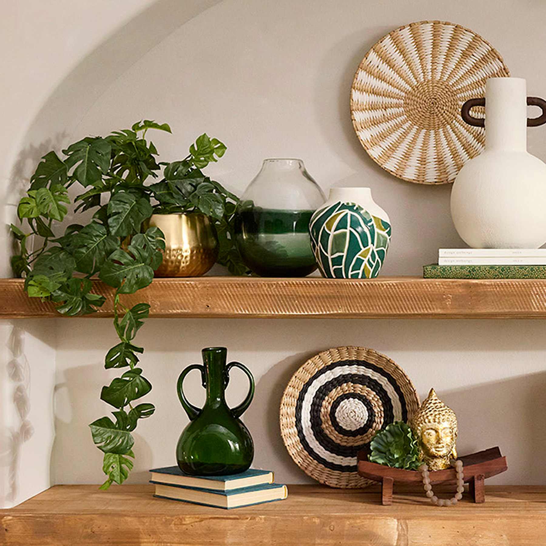Found & Fable Green Glass Vase, 12"