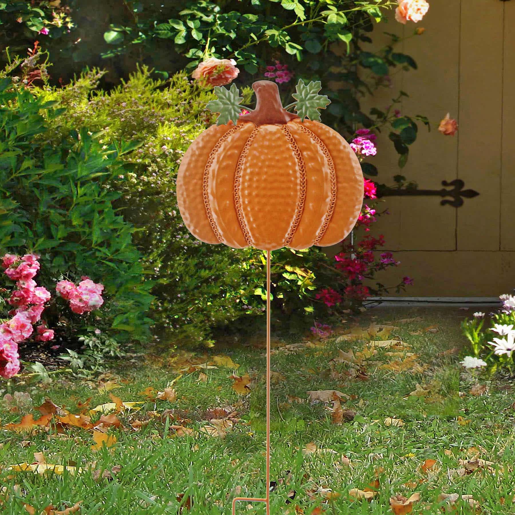 Homespun Harvest Orange Pumpkin Yardstake, 24"