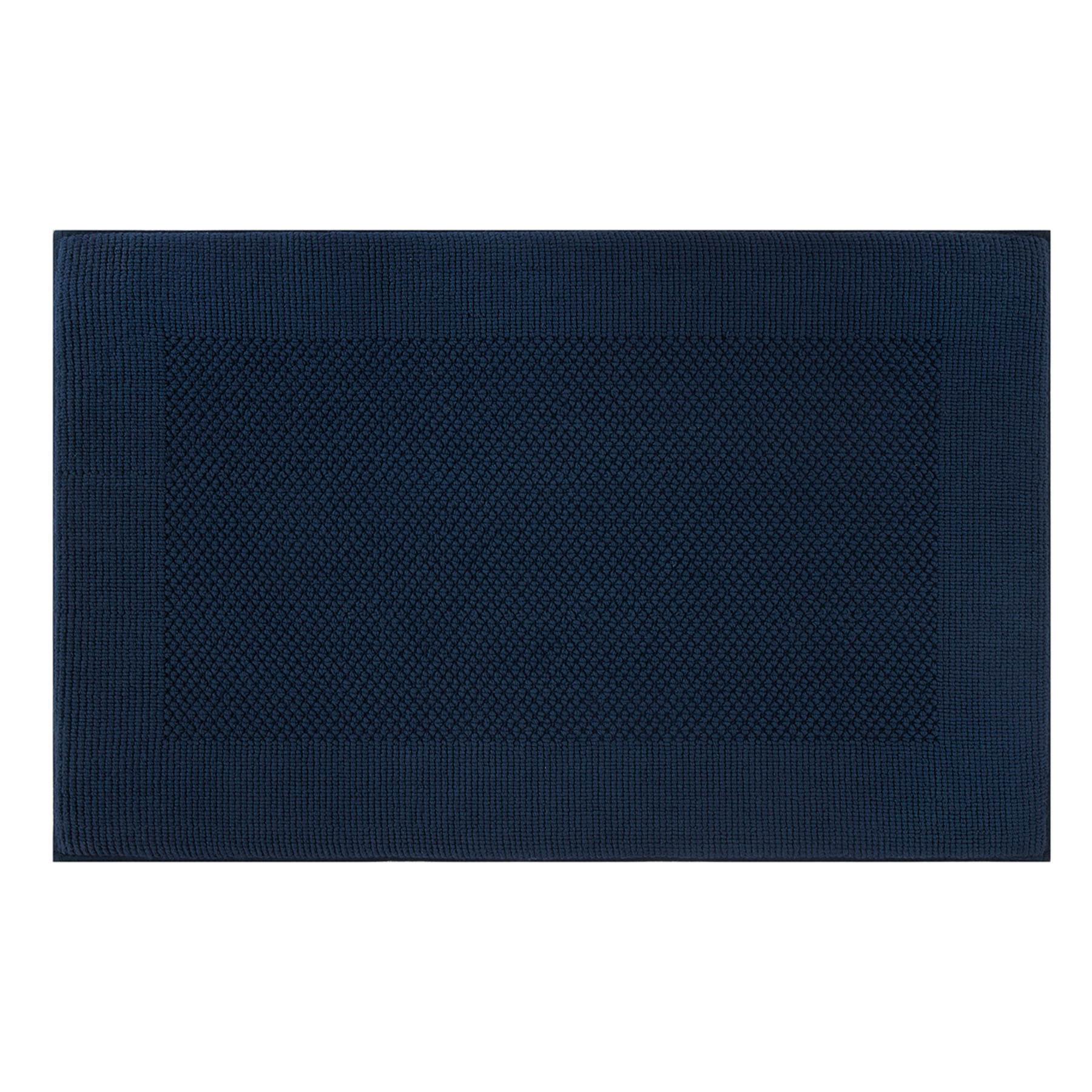 Providence Navy Blue Waffle Border Memory Foam Bath Rug, 20x30