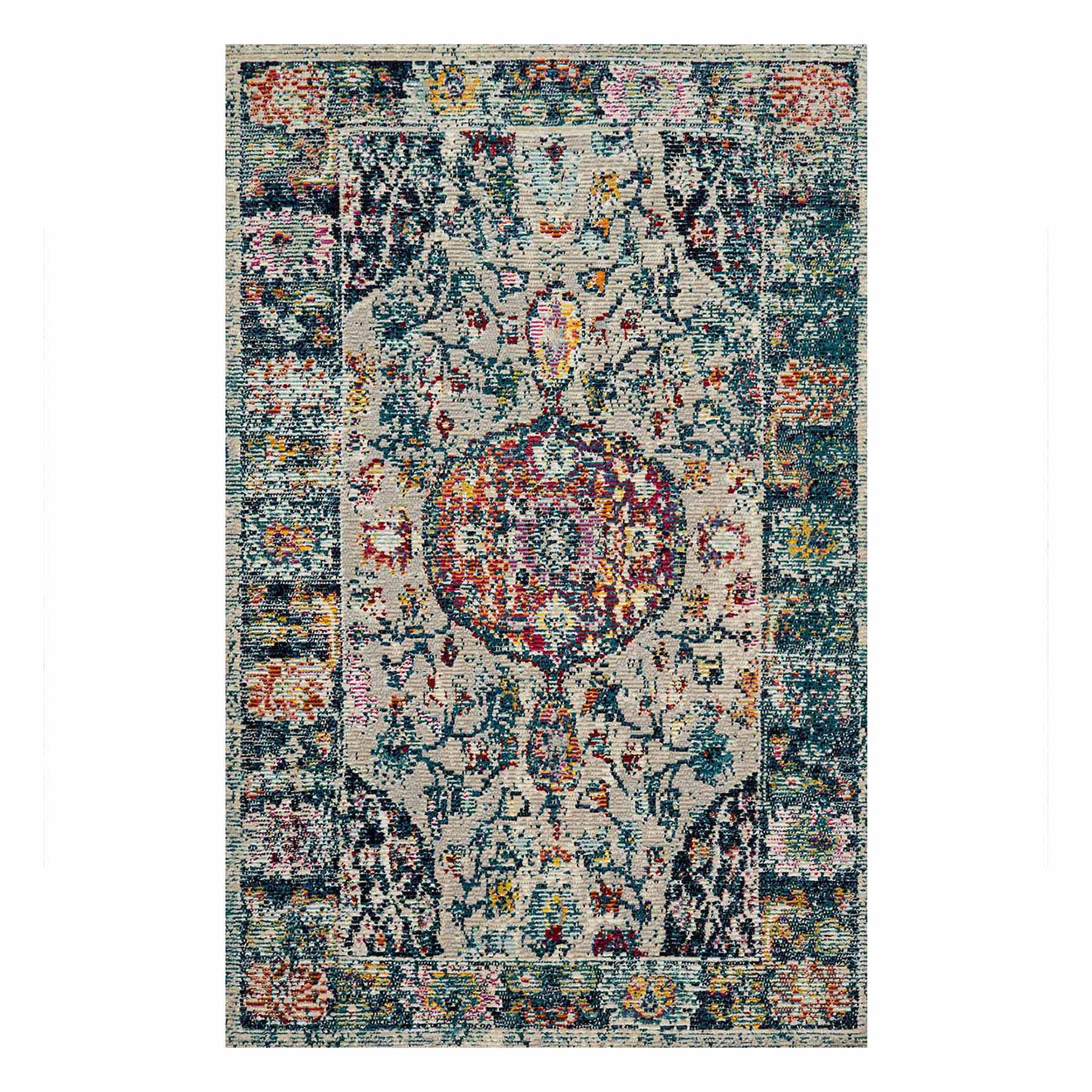 (B518) Luna Medallion Multicolor Fringe Accent Rug, 3x5