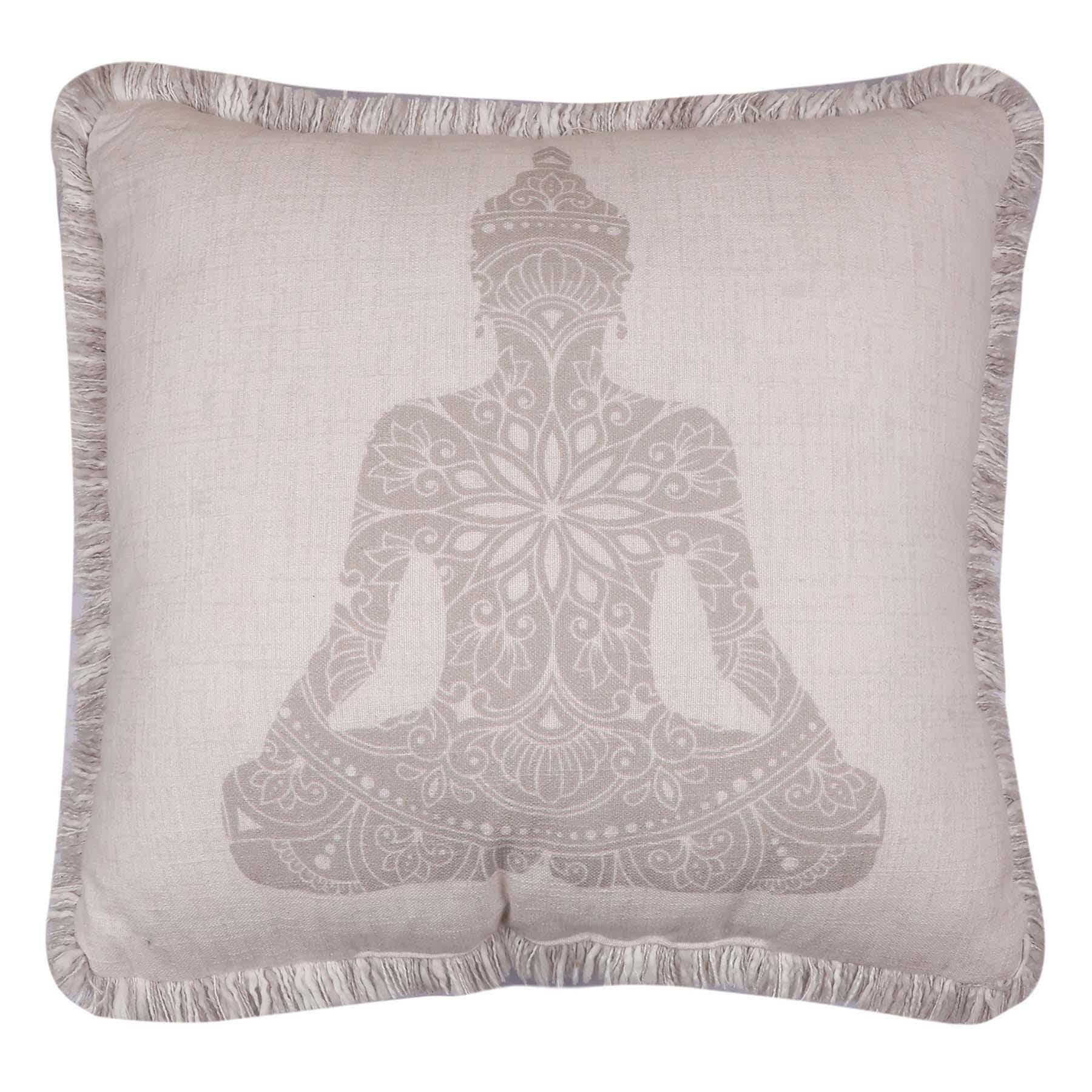 Found & Fable Budha Print Cotton Slub Throw Pillow, 18"