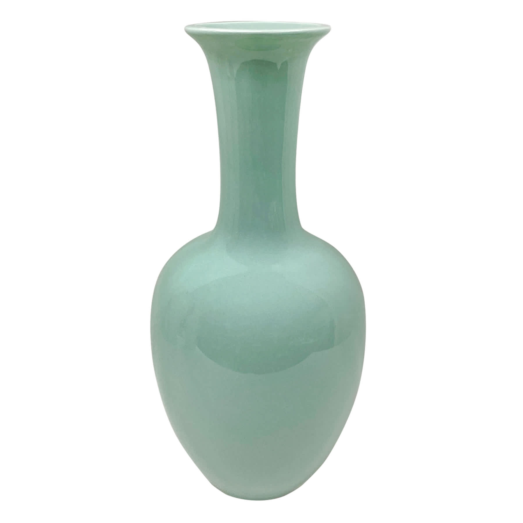 Providence Green Ceramic Long Neck Vase, 11.8"