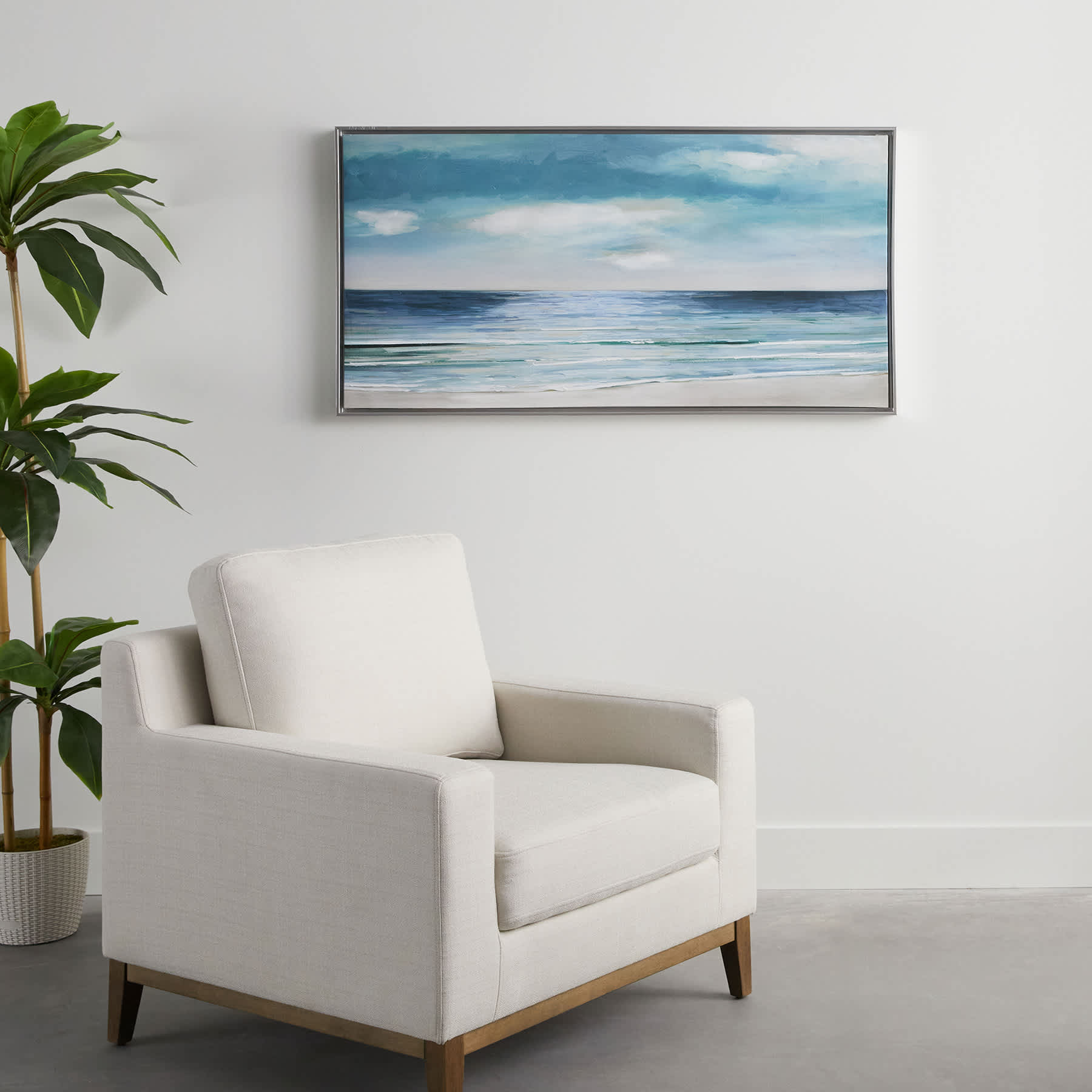 Framed Silver Shore Embellished Canvas Wall Art, 49x25