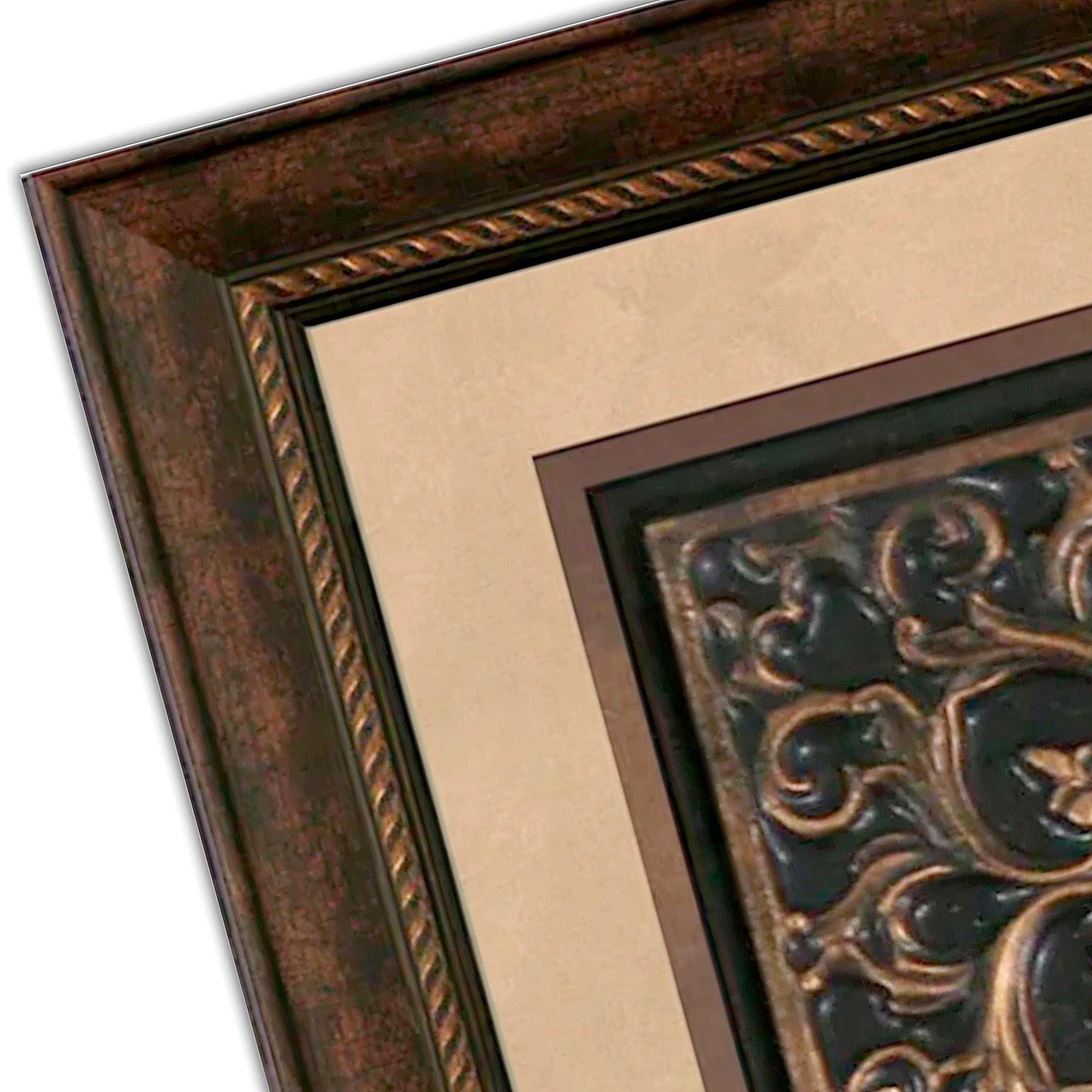Glass Framed Medallion Wall Decor, 16"