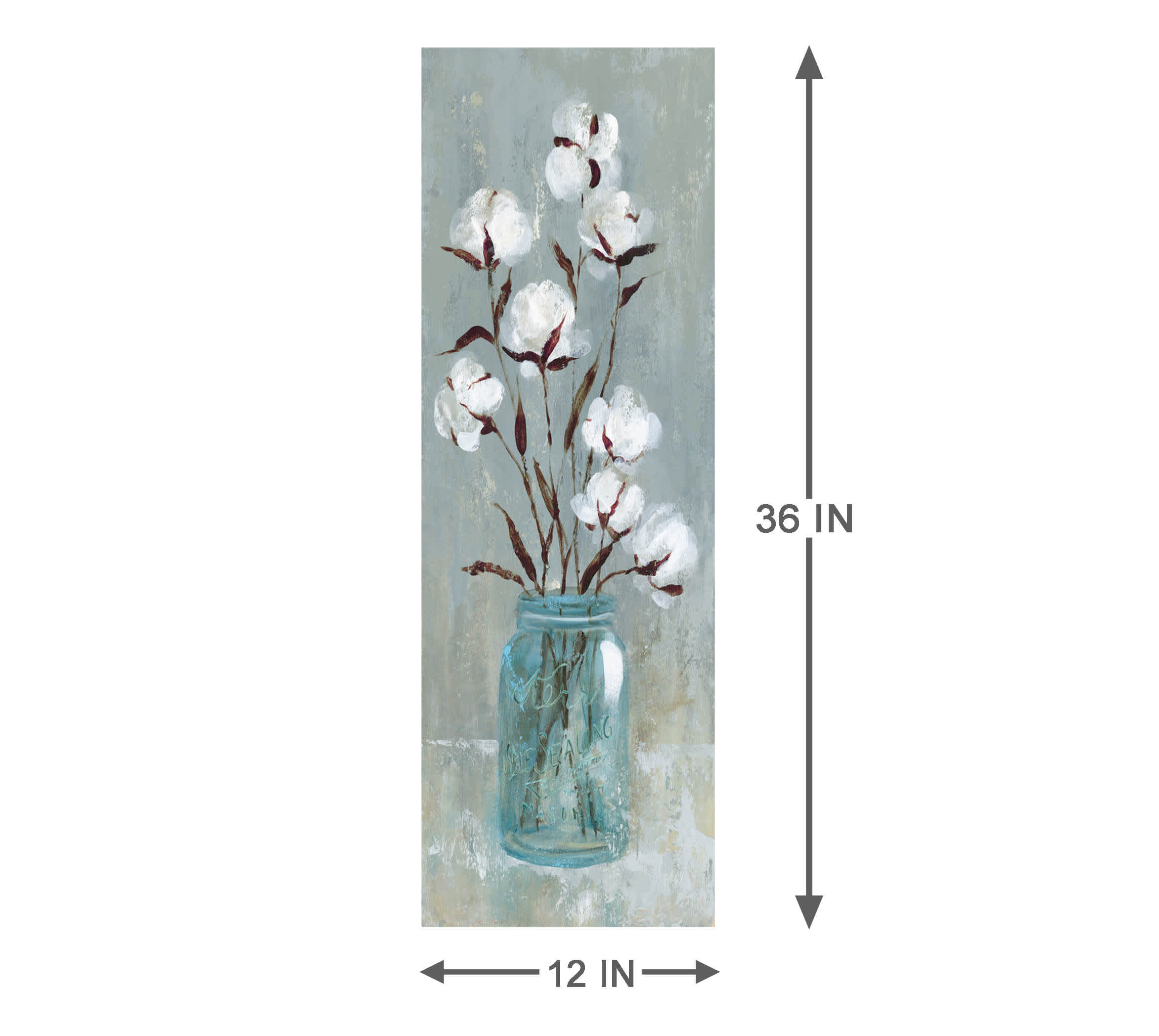 Cotton Stalks Canvas Wall Art, 12x36