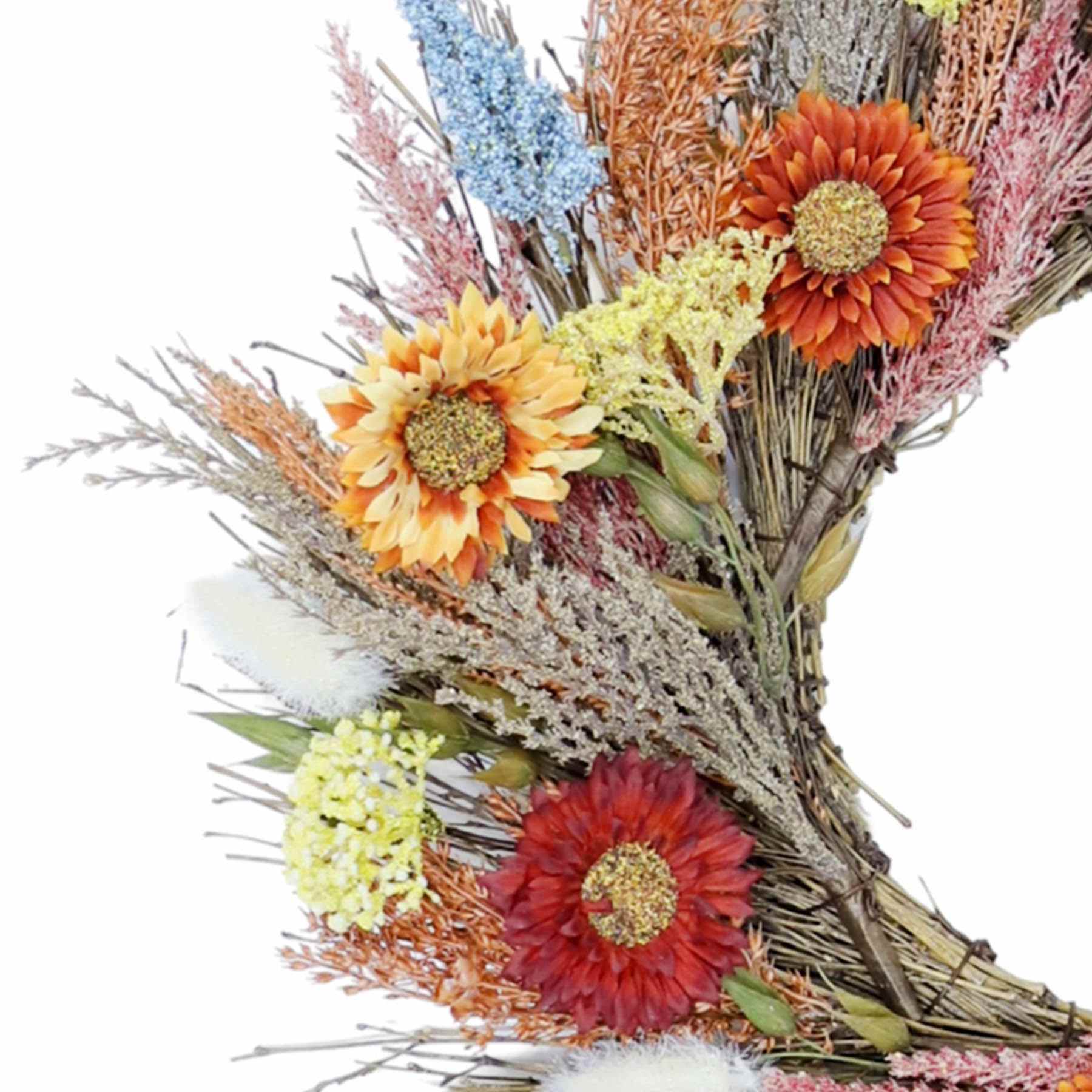 Gerbera, Heather & Yarrow Spiral Vine Wreath, 24"
