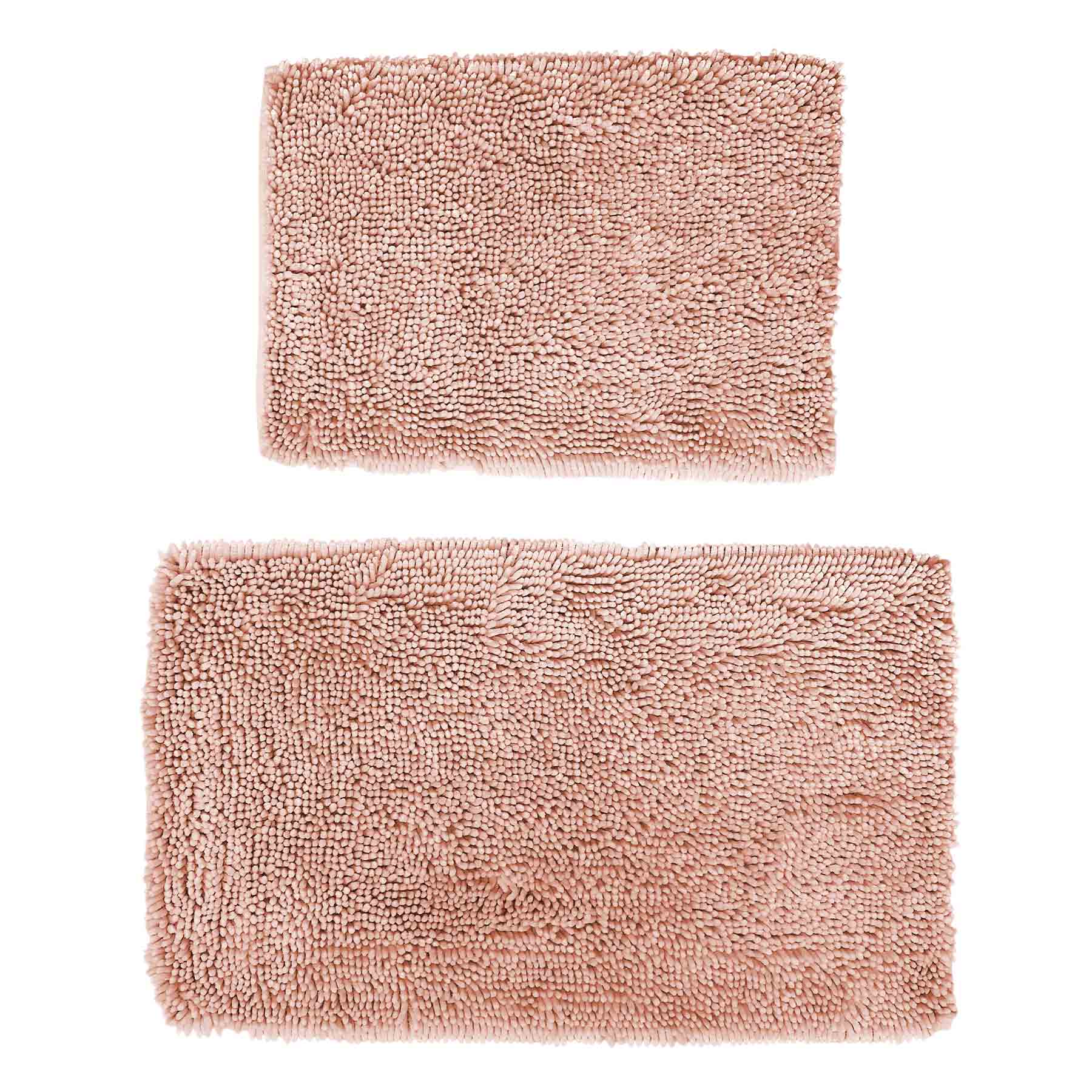 2-Pack Pink Shiny Noodle Bath Rug Set, 17x24 & 20x34