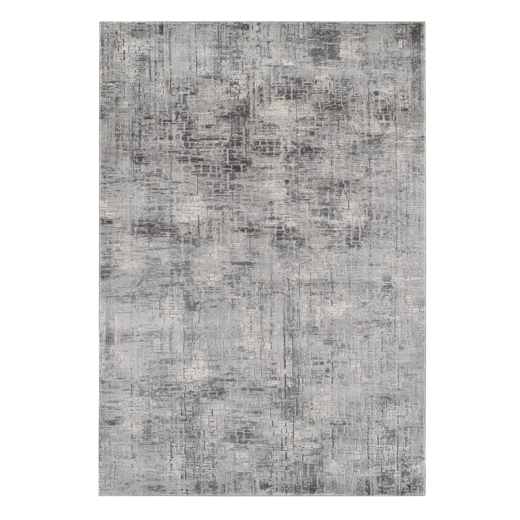(B656) Mixed Grey Abstract Soft High-Low Design Area Rug, 5x7