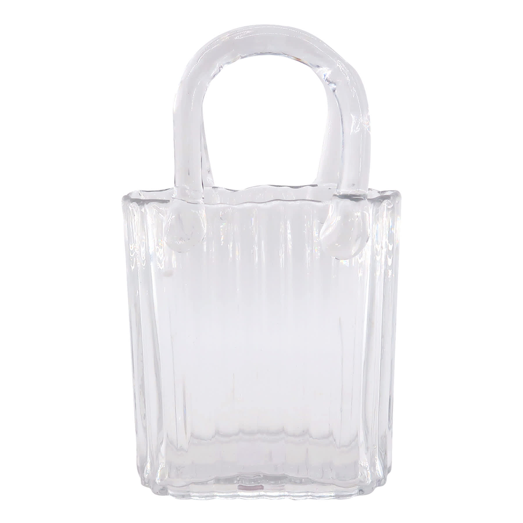Ribbed Glass Purse Vase, 6x9