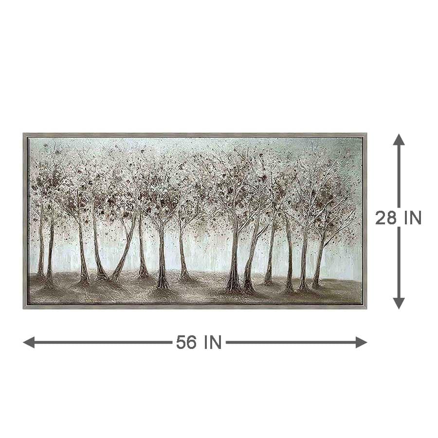 Framed Silver Trees Enhanced Canvas Wall Art, 28x56