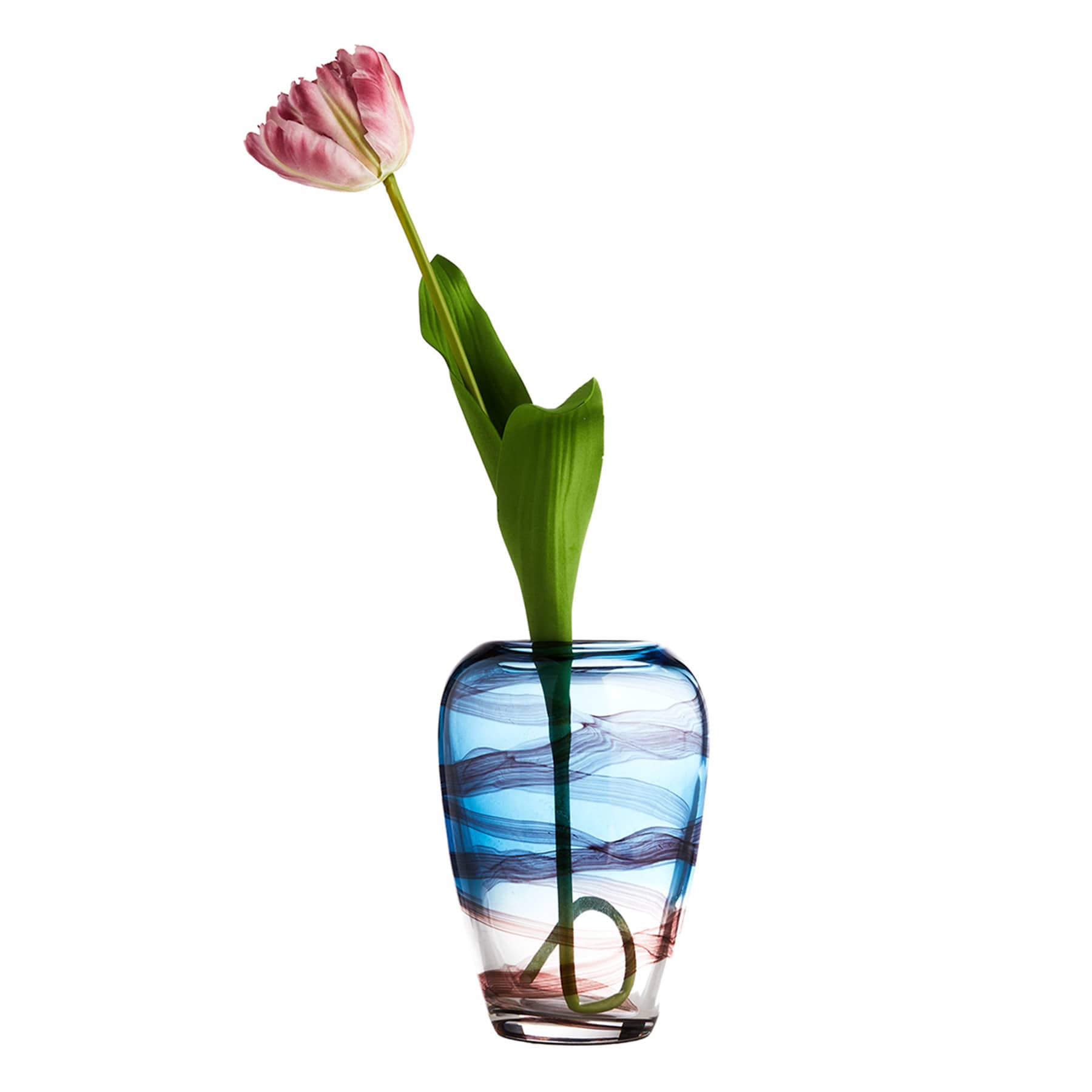 Blue Swirled Glass Vase, 9"