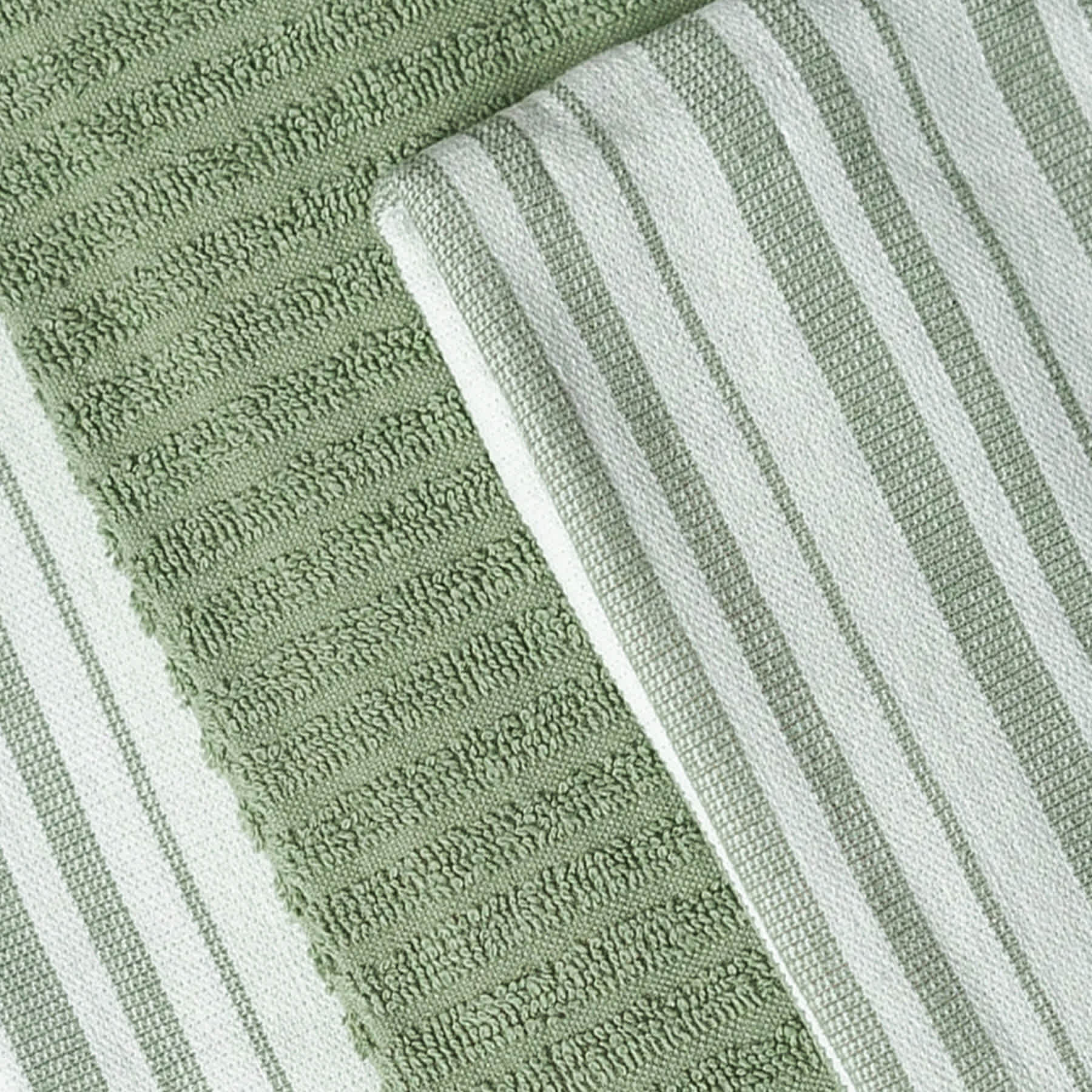 Set of 3 Green Lakewood Reverse Terry Cotton Kitchen Towels