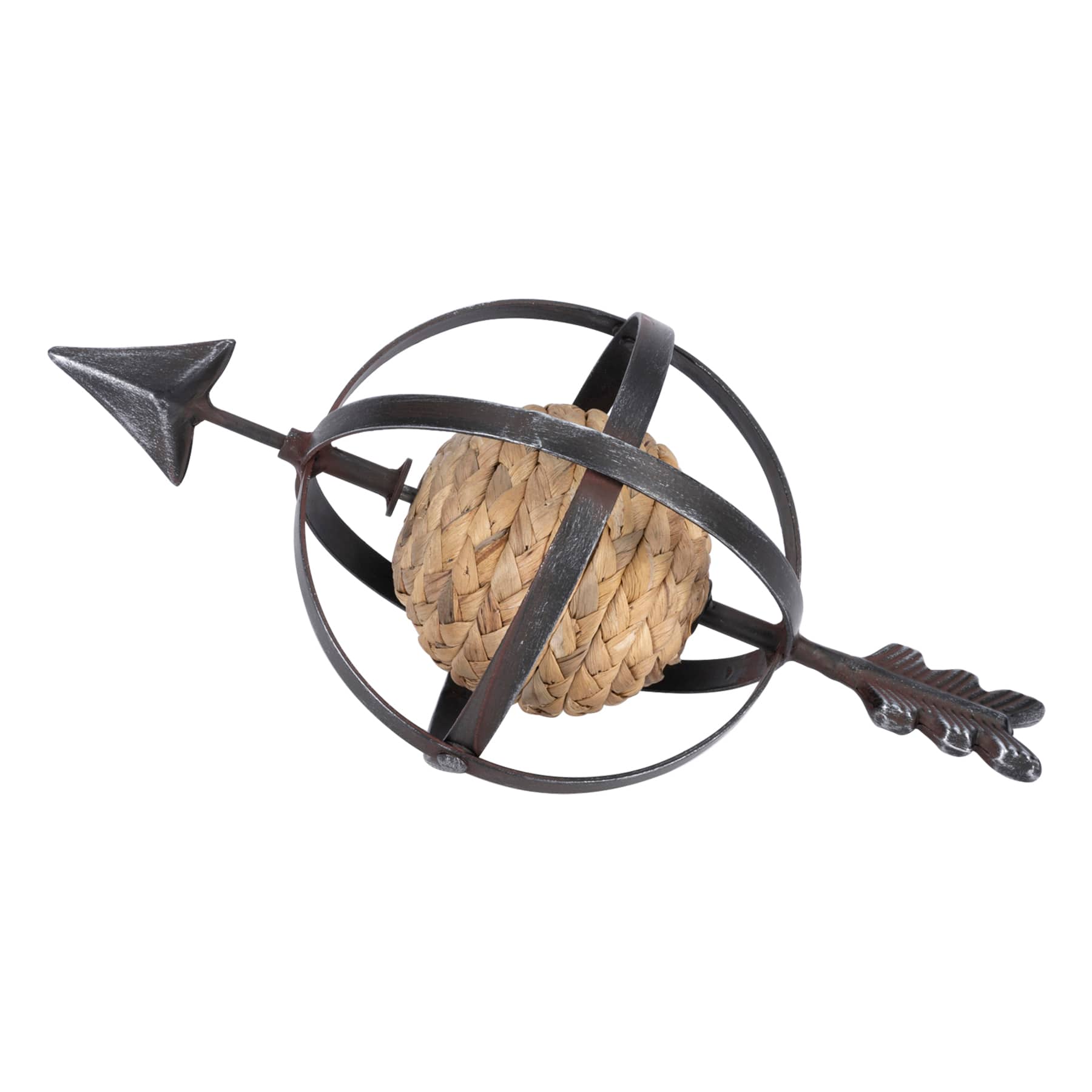 Honeybloom Black Metal Arrow Globe, 12"