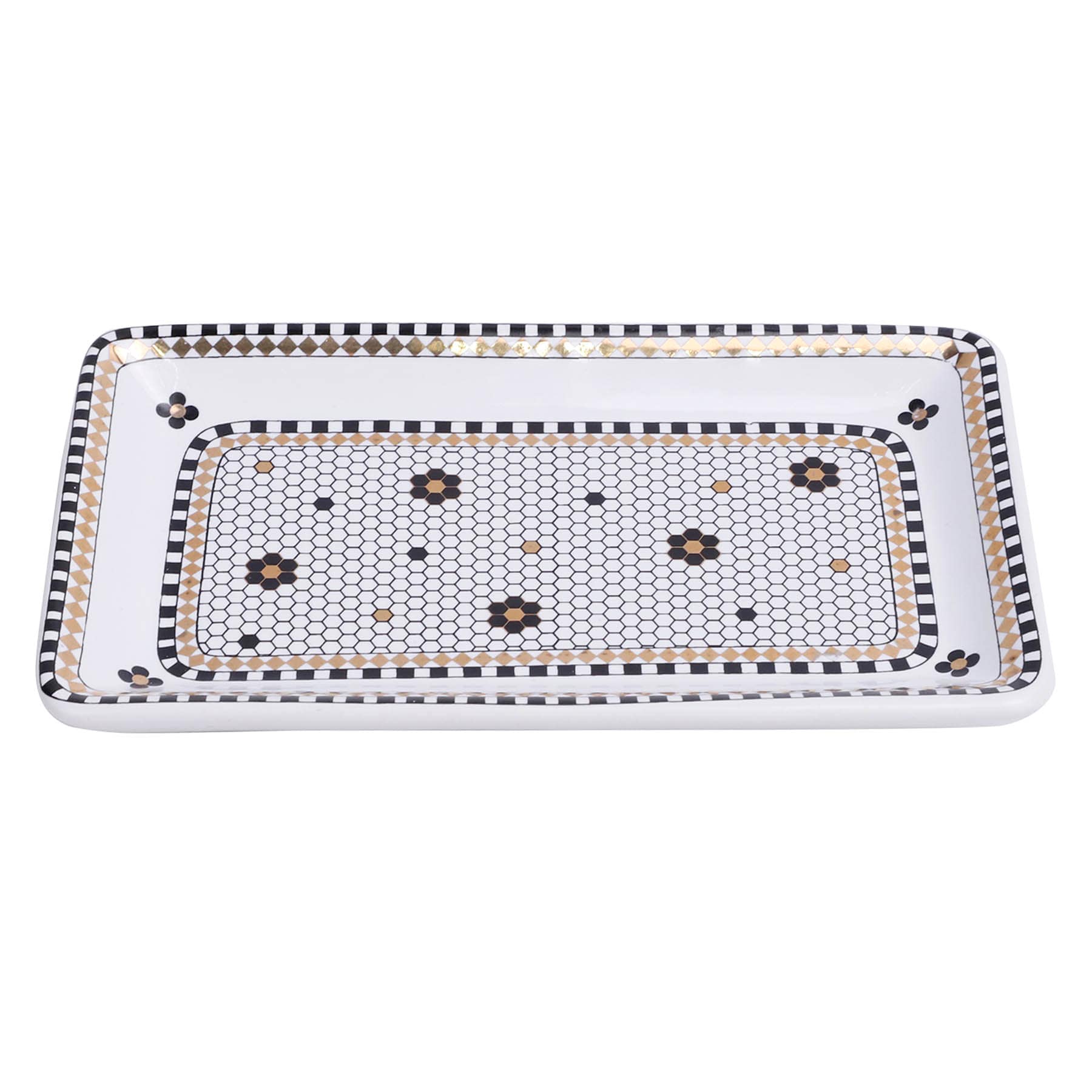 Black & White Tile Print Trinket Tray