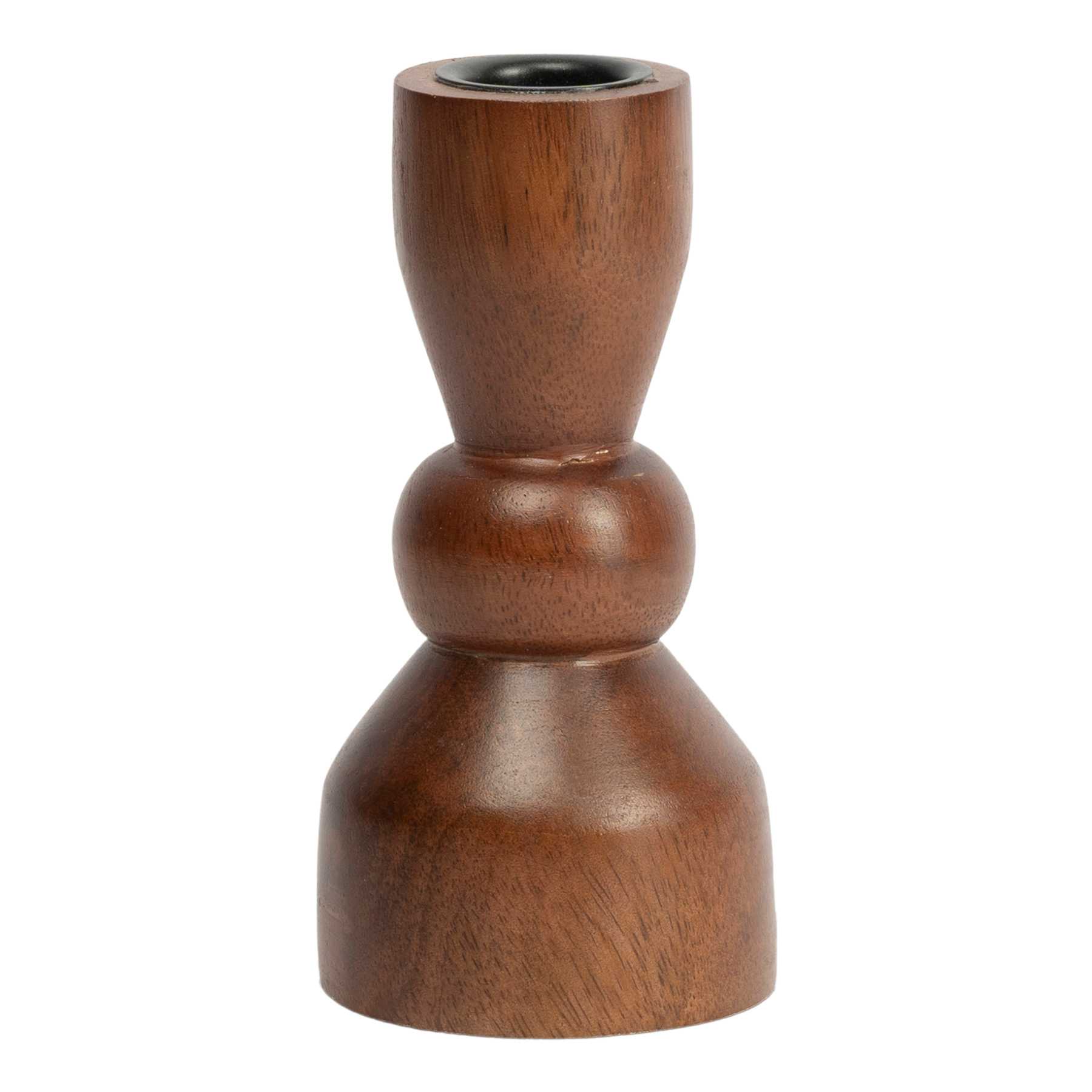 Walnut Wooden Taper Candle Holder, 5"