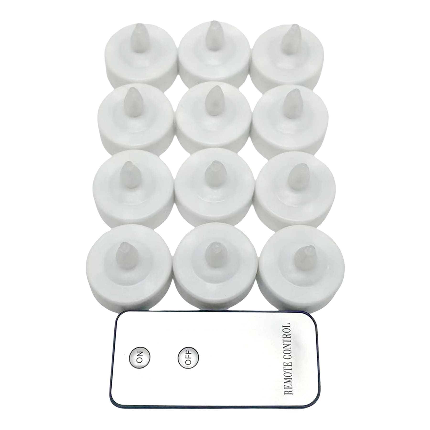 12PK white Tealights W/Remote