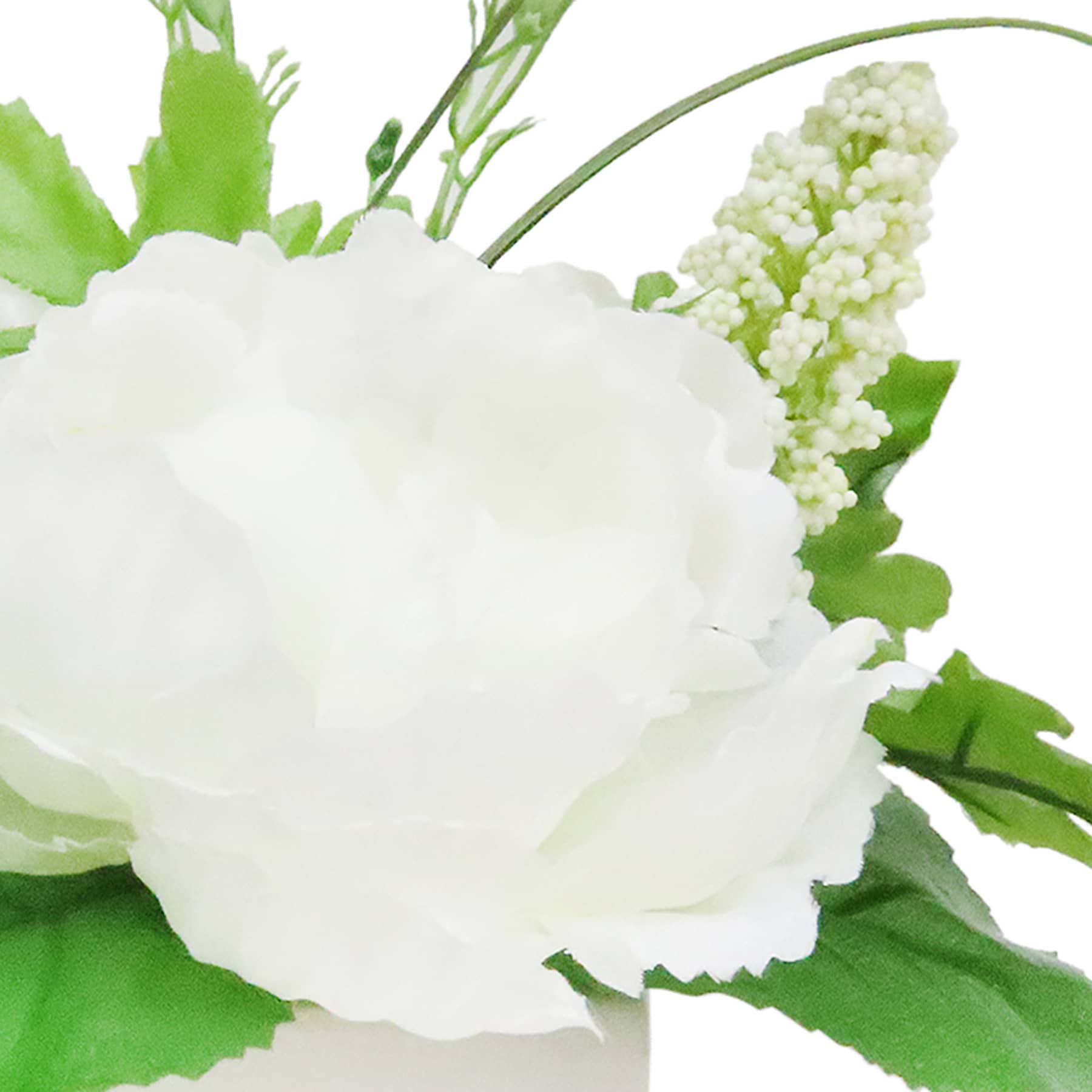 White Peony in Square Ceramic Pot, 7"