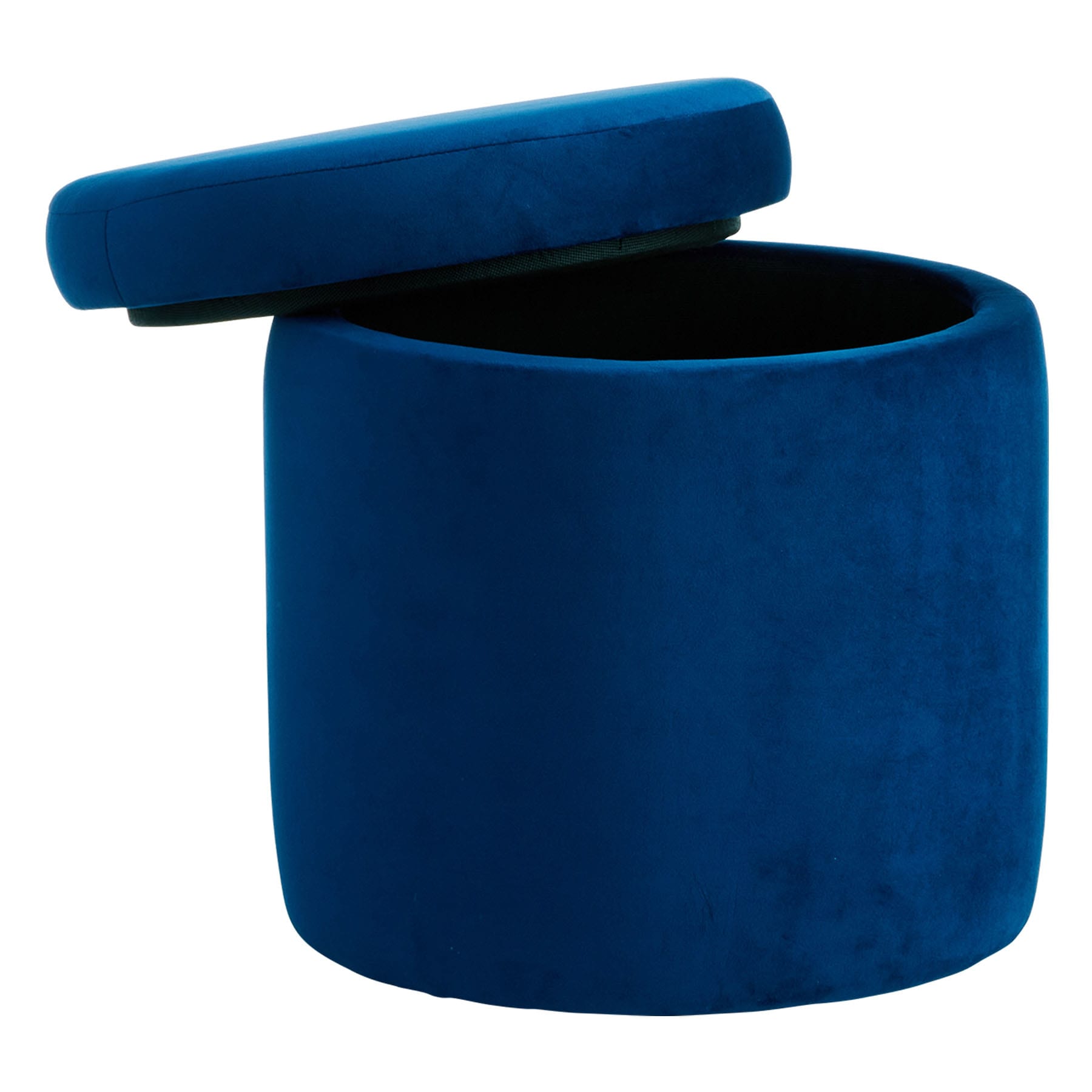 Stuart Round Storage Ottoman, Navy Blue