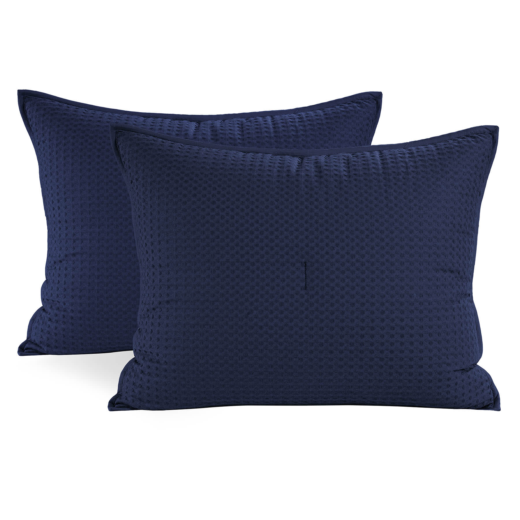 Crosby St. 3-Piece Navy Blue Washed Waffle Cotton Quilt Set, Full/Queen