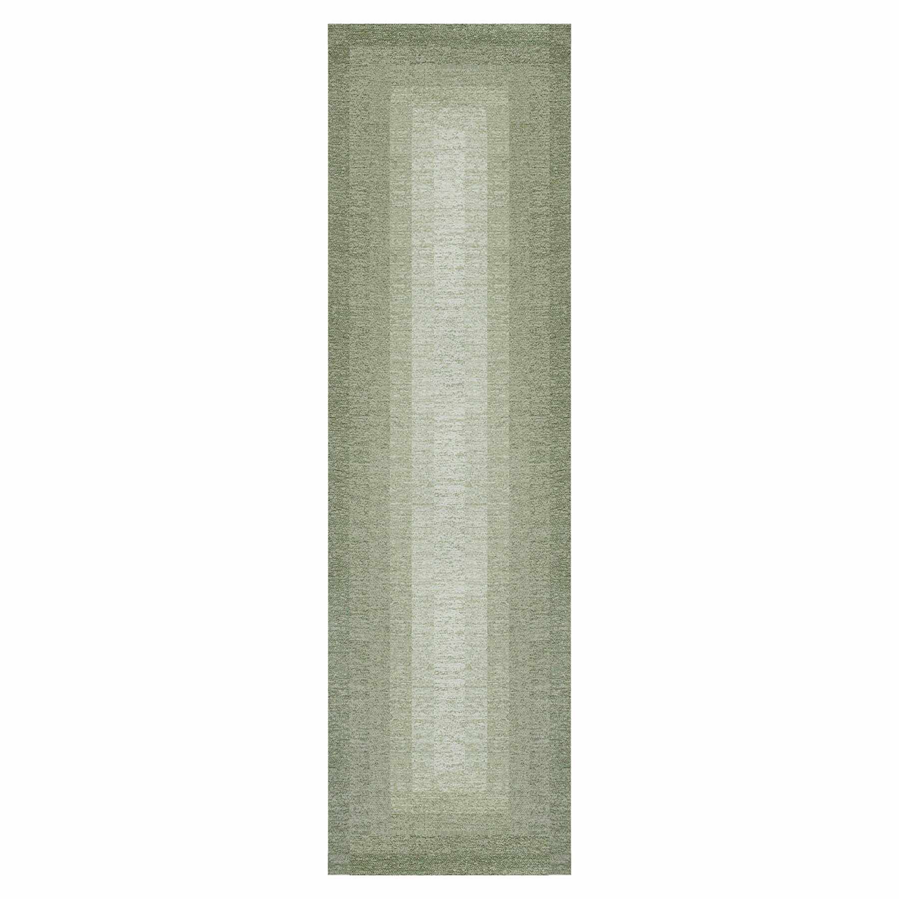 (B893) Green Ombre Flatweave Runner, 2x7