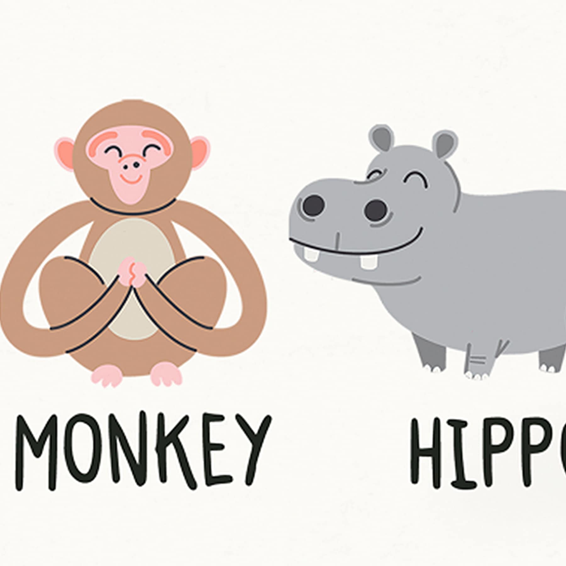 Tiny Dreamers Monkey Hippo Tiger Sign, 7x9