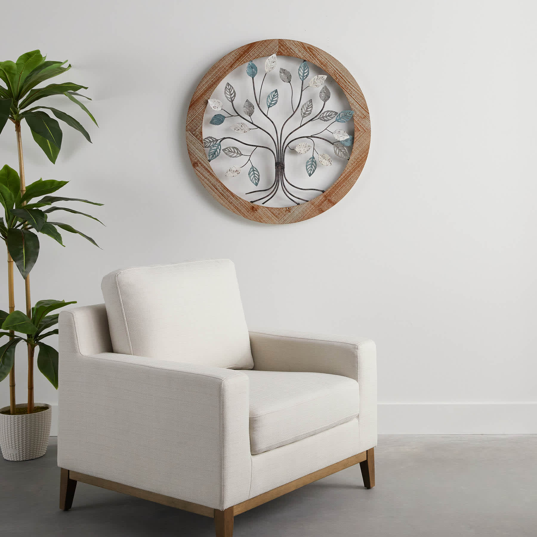 Wood & Metal Tree Wall Art, 34"