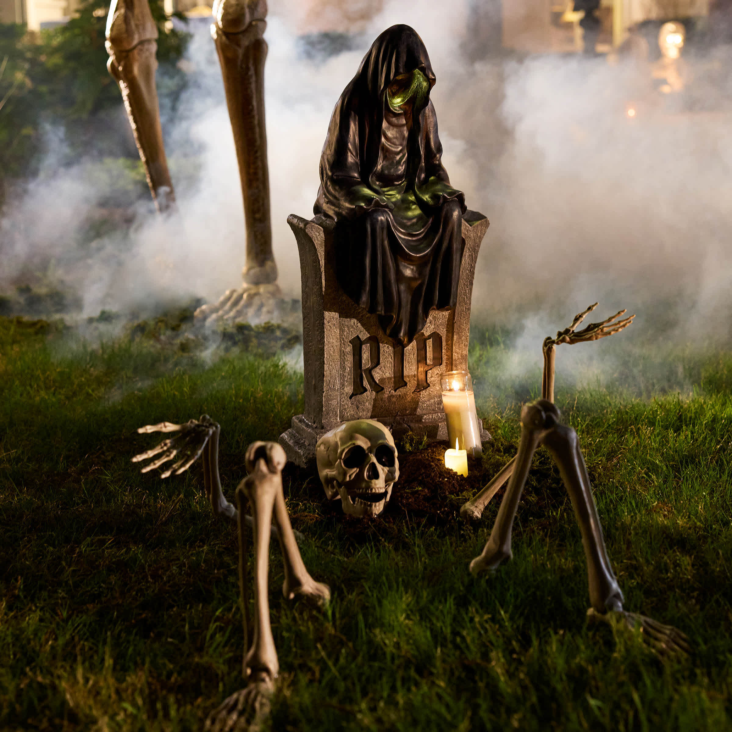 Midnight Shadows Reaper on Tombstone, 32.5"
